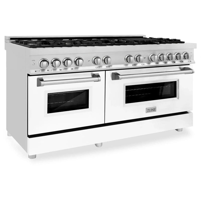 ZLINE 60" 7.4 cu. ft. Dual Fuel Range with Gas Stove and Electric Oven in Stainless Steel and White Matte Door, RA-WM-60 by Farmhouse Kitchen and Bath