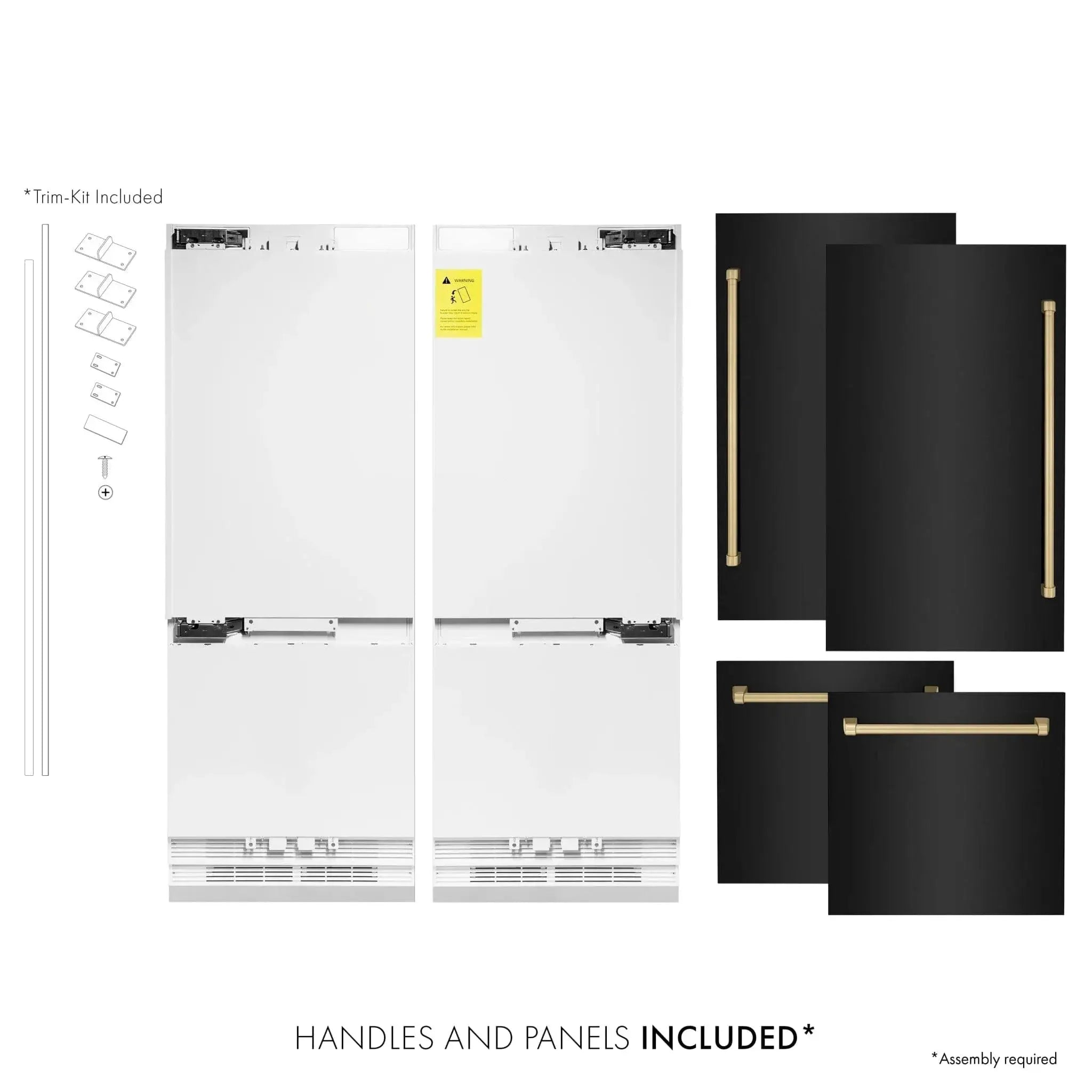 ZLINE 60" Autograph 32.2 cu. ft. 4-Door French Door Fridge Water/Ice Dispenser Black Stainless Steel Champagne Bronze Accents RBIVZ-BS-60-CB by Farmhouse Kitchen and Bath