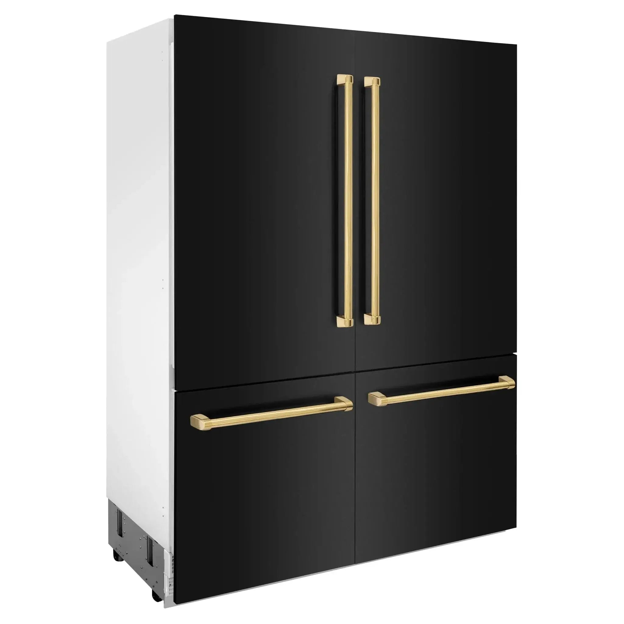 ZLINE 60" Autograph 32.2 cu. ft. 4-Door French Door Fridge Water/Ice Dispenser Black Stainless Steel Gold Accents RBIVZ-BS-60-G by Farmhouse Kitchen and Bath