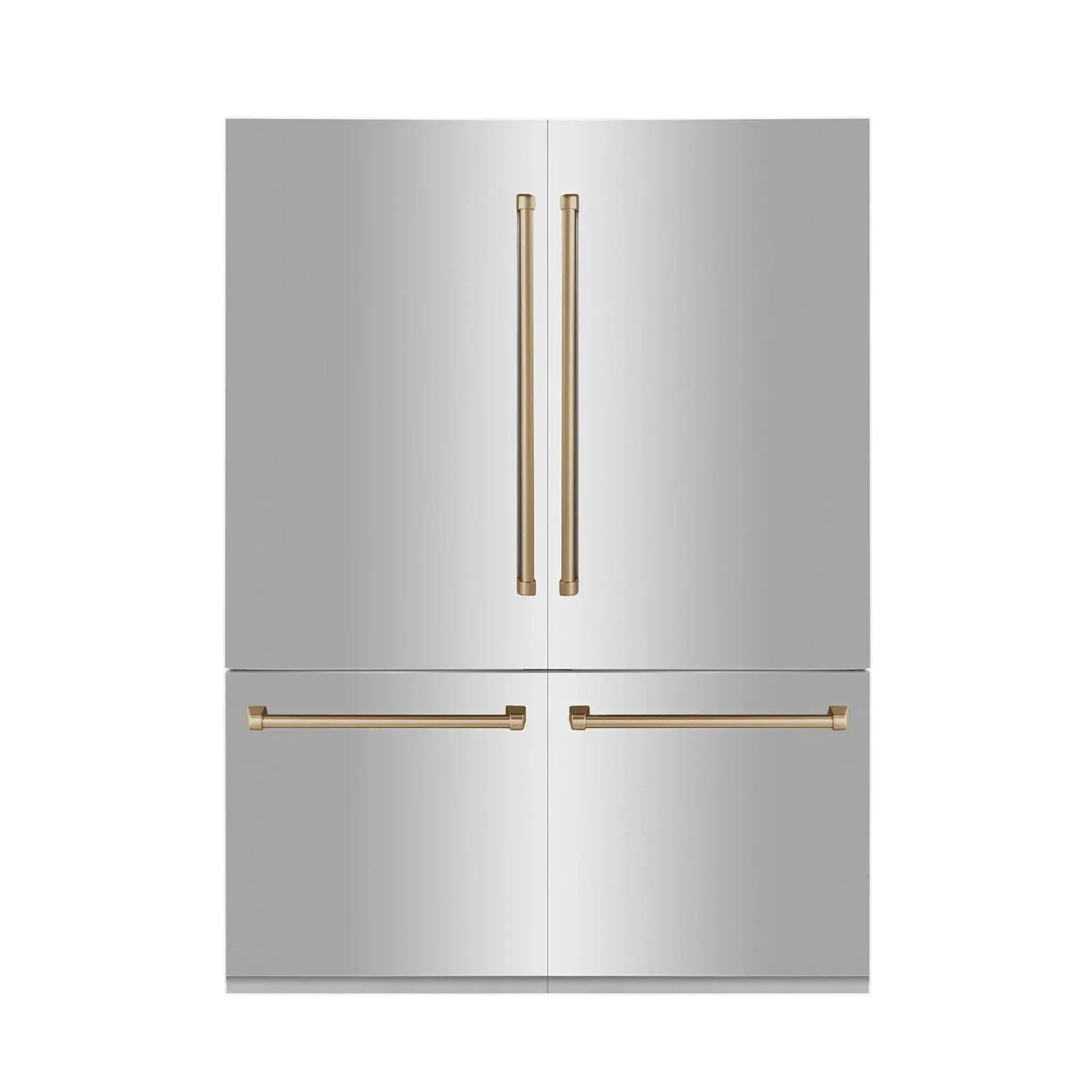 ZLINE 60" Autograph 32.2 cu. ft. 4-Door French Door Fridge Water/Ice Dispenser Stainless Steel Champagne Bronze Accents RBIVZ-304-60-CB by Farmhouse Kitchen and Bath