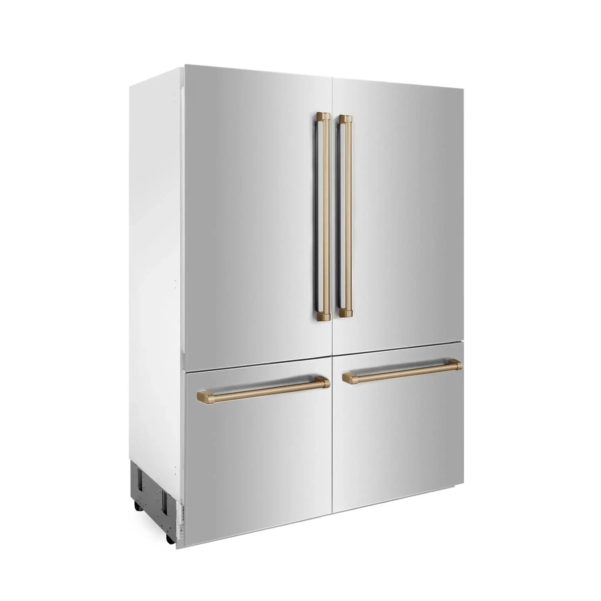 ZLINE 60" Autograph 32.2 cu. ft. 4-Door French Door Fridge Water/Ice Dispenser Stainless Steel Champagne Bronze Accents RBIVZ-304-60-CB by Farmhouse Kitchen and Bath