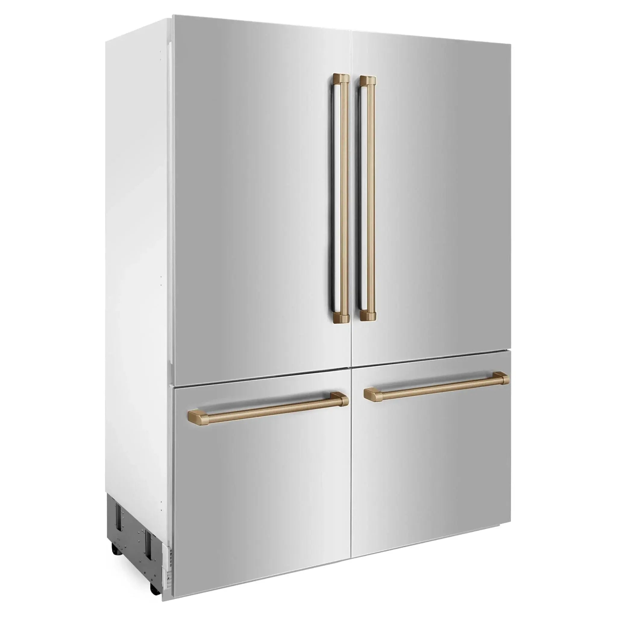 ZLINE 60" Autograph 32.2 cu. ft. 4-Door French Door Fridge Water/Ice Dispenser Stainless Steel Gold Accents RBIVZ-304-60-G by Farmhouse Kitchen and Bath