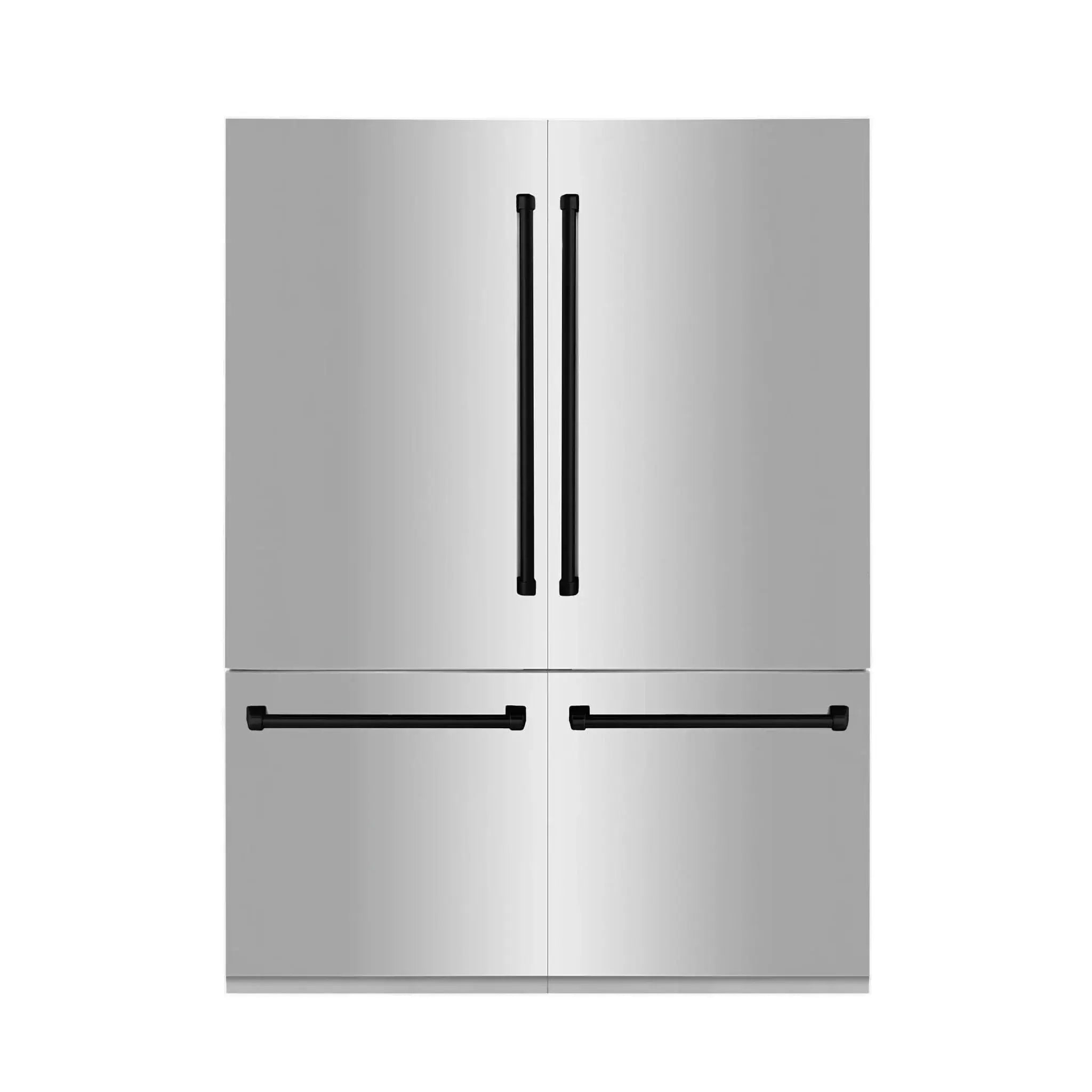 ZLINE 60" Autograph 32.2 cu. ft. 4-Door French Door Fridge Water/Ice Dispenser Stainless Steel Matte Black Accents RBIVZ-304-60-MB by Farmhouse Kitchen and Bath