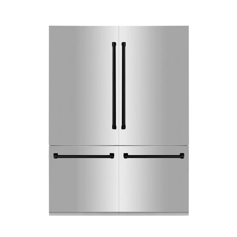 ZLINE 60" Autograph 32.2 cu. ft. 4-Door French Door Fridge Water/Ice Dispenser Stainless Steel Matte Black Accents RBIVZ-304-60-MB by Farmhouse Kitchen and Bath