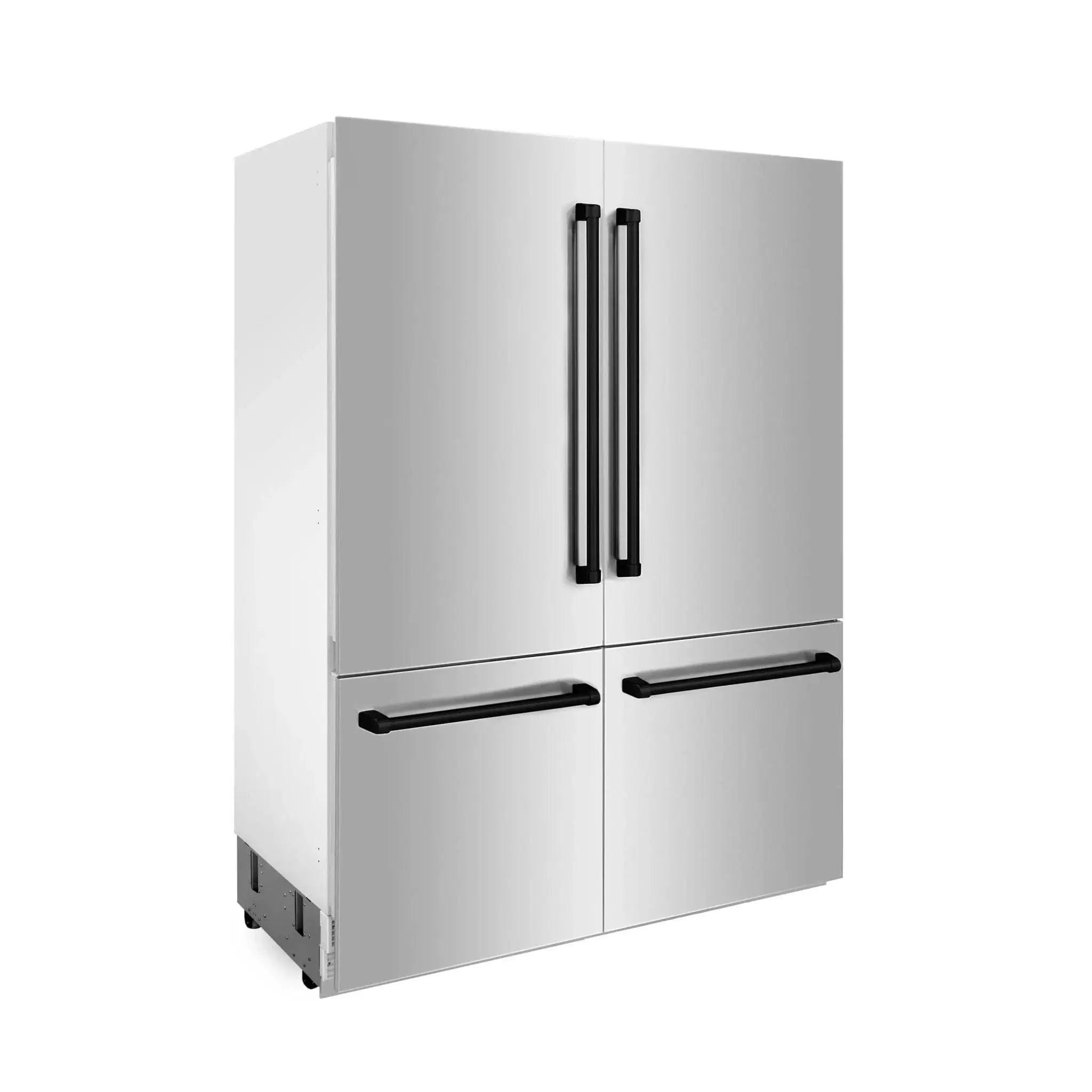ZLINE 60" Autograph 32.2 cu. ft. 4-Door French Door Fridge Water/Ice Dispenser Stainless Steel Matte Black Accents RBIVZ-304-60-MB by Farmhouse Kitchen and Bath