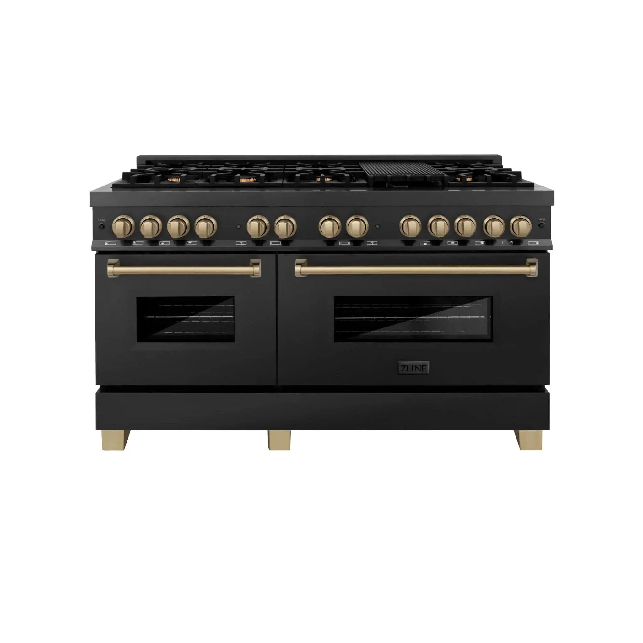 ZLINE 60" Autograph Dual Fuel Range, Black Stainless, RABZ-60-CB by Farmhouse Kitchen and Bath