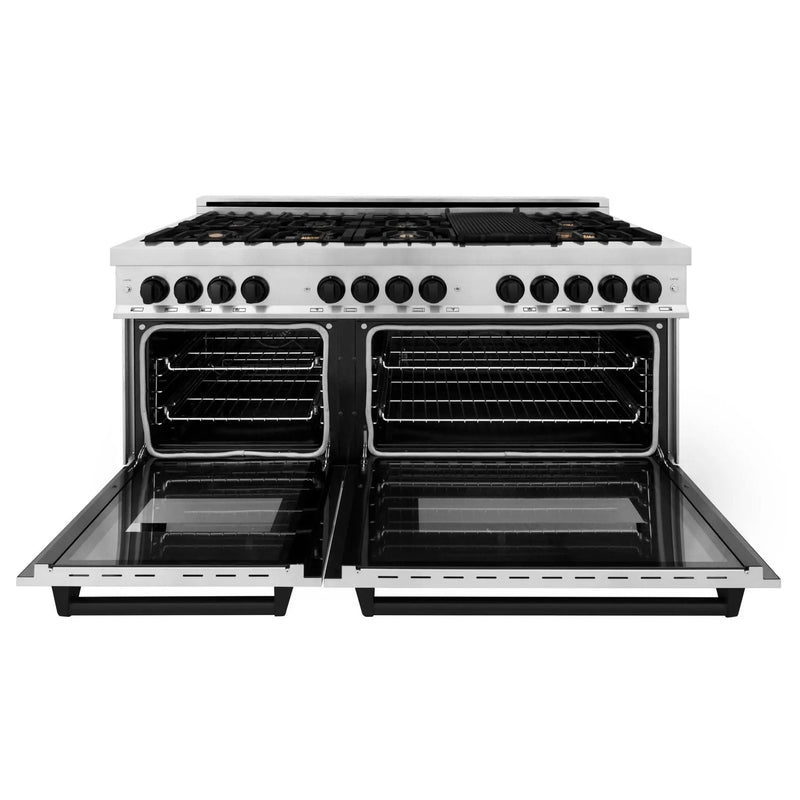 ZLINE 60" Autograph Edition, 7.4 cu. ft. Dual Fuel Range, RAZ-60-MB by Farmhouse Kitchen and Bath