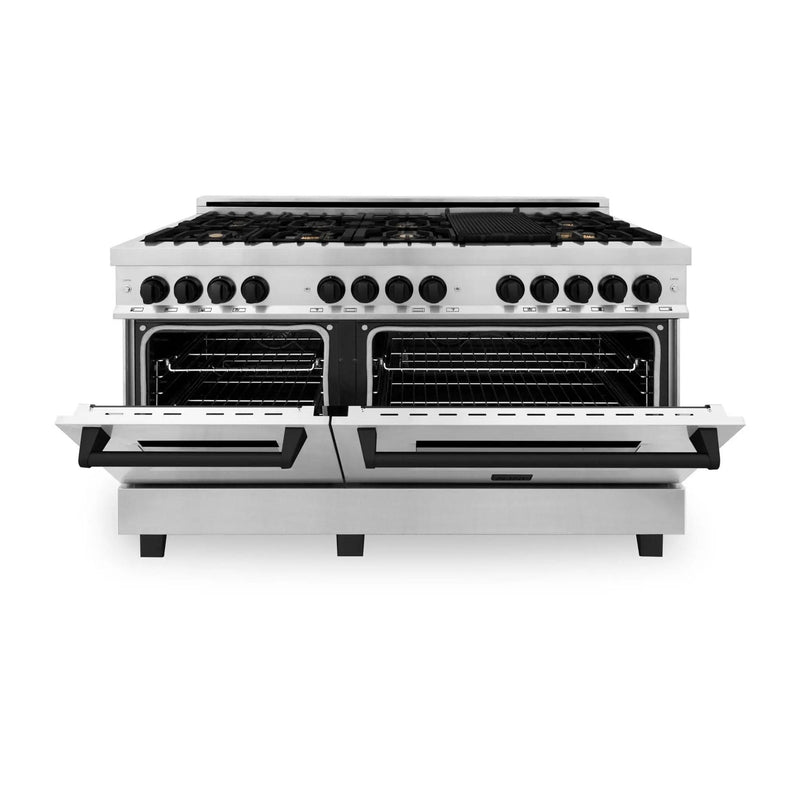 ZLINE 60" Autograph Edition, 7.4 cu. ft. Dual Fuel Range, RAZ-60-MB by Farmhouse Kitchen and Bath