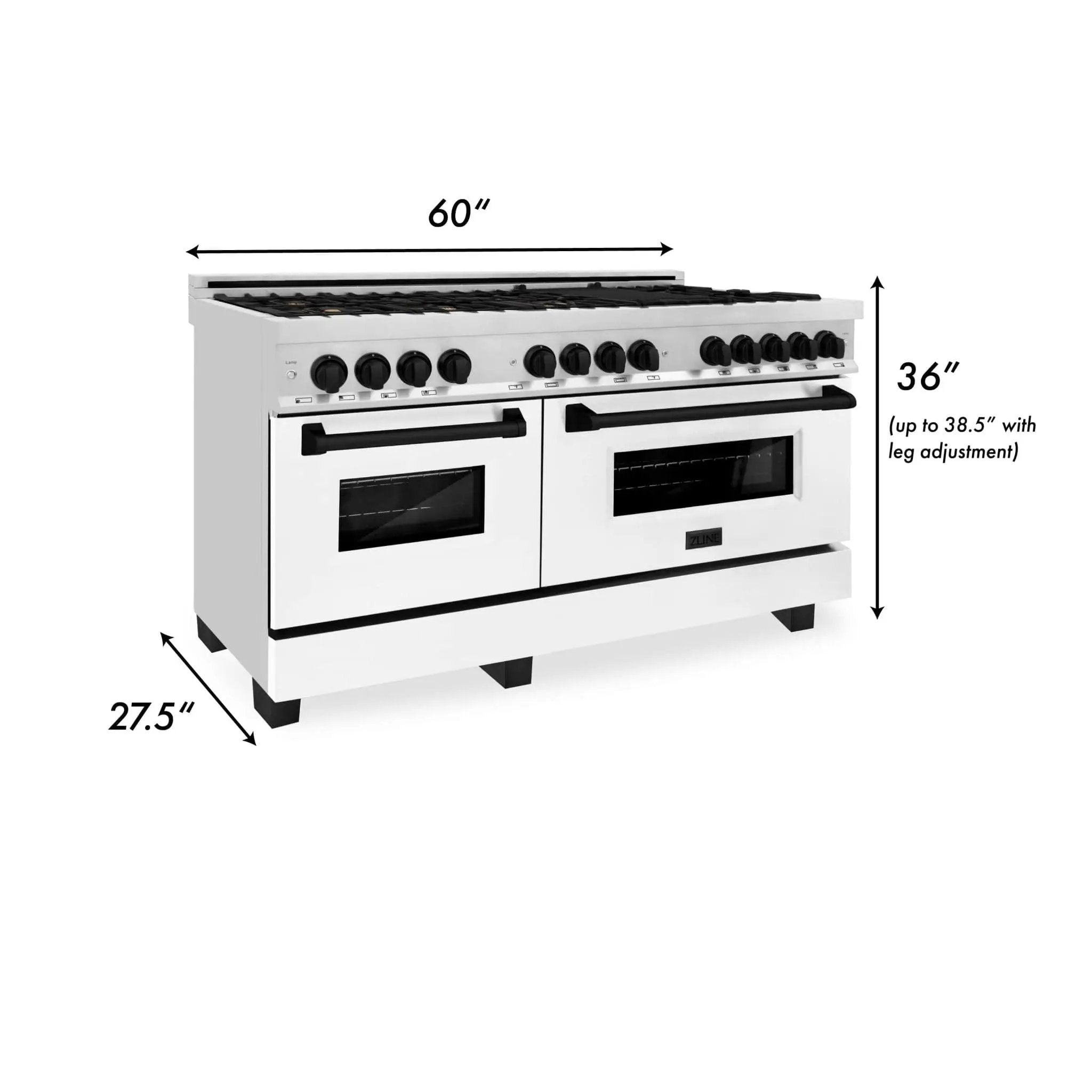 ZLINE 60" Autograph Edition, 7.4 cu. ft. Dual Fuel Range, RAZ-WM-60-MB by Farmhouse Kitchen and Bath