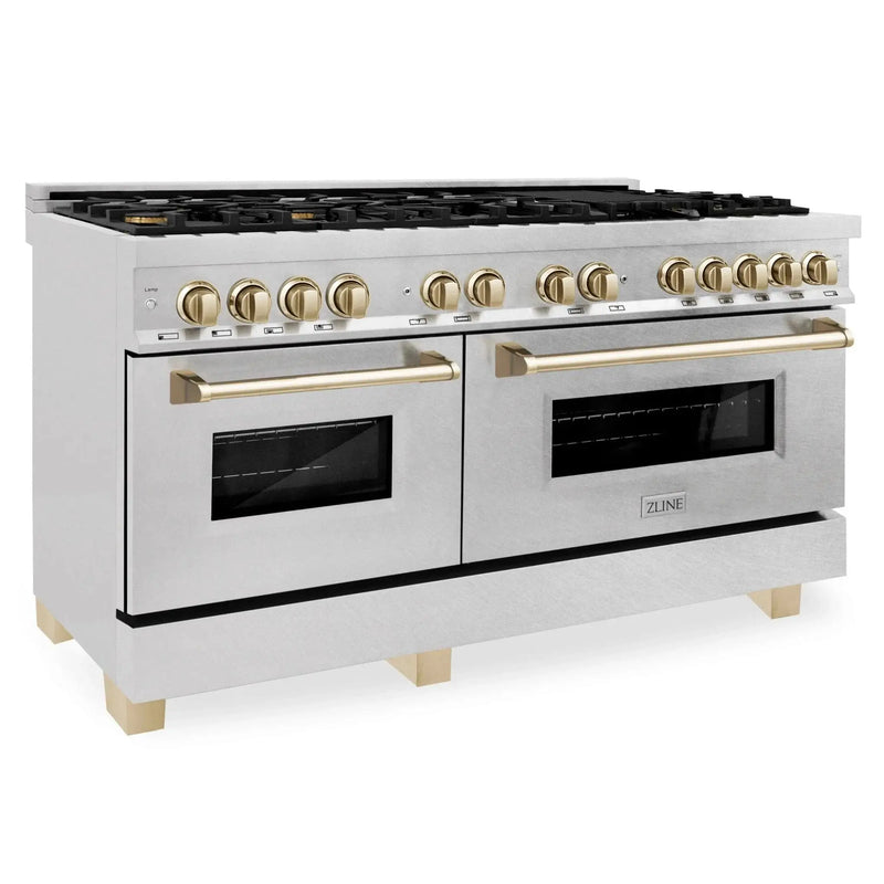 ZLINE 60" Autograph Edition Dual Fuel Range, DuraSnow, RASZ-SN-60-G by Farmhouse Kitchen and Bath