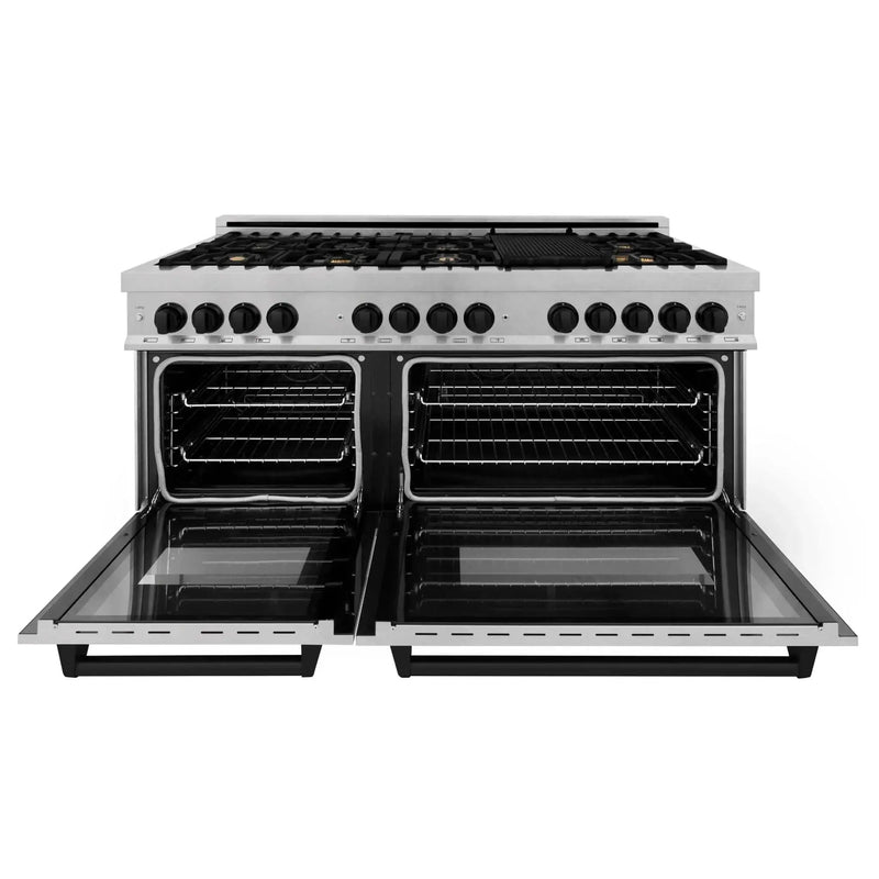 ZLINE 60" Autograph Edition Dual Fuel Range, DuraSnow, RASZ-SN-60-MB by Farmhouse Kitchen and Bath