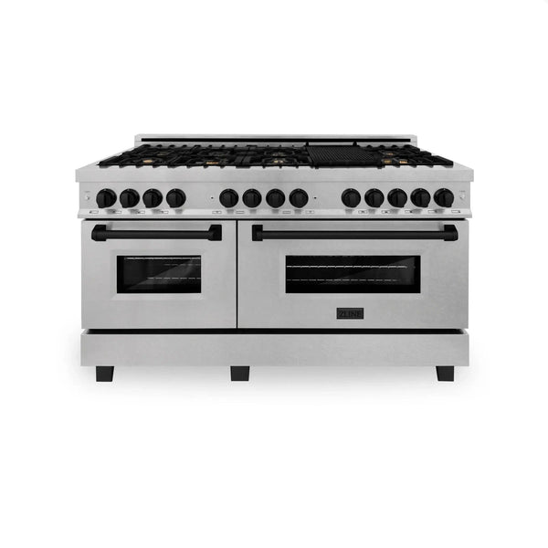 ZLINE 60" Autograph Edition Dual Fuel Range, DuraSnow, RASZ-SN-60-MB