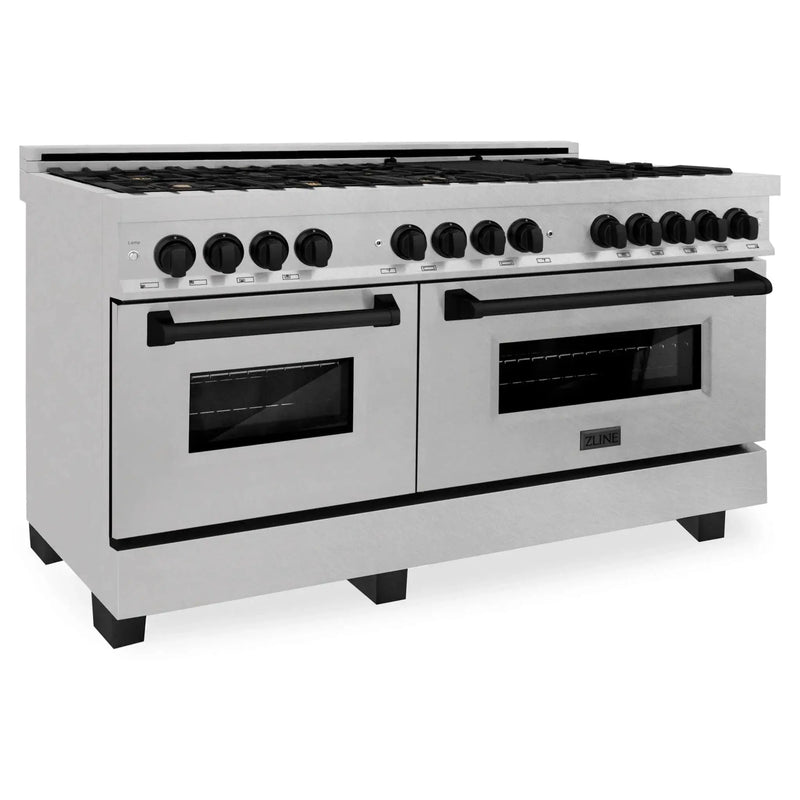 ZLINE 60" Autograph Edition Dual Fuel Range, DuraSnow, RASZ-SN-60-MB by Farmhouse Kitchen and Bath