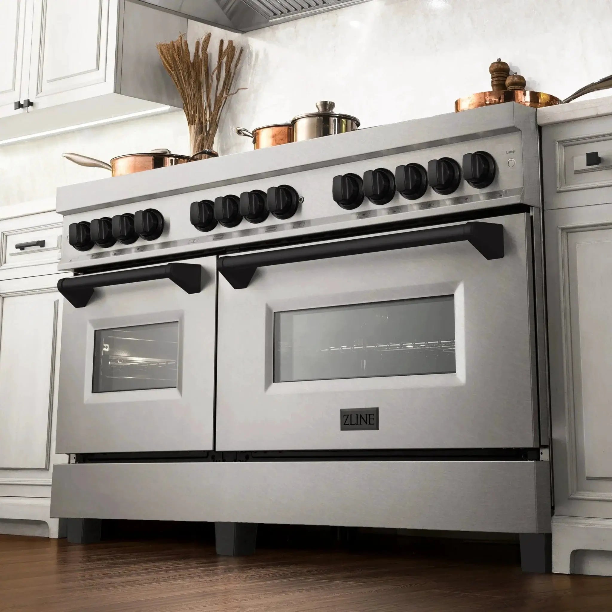 ZLINE 60" Autograph Edition Dual Fuel Range, DuraSnow, RASZ-SN-60-MB by Farmhouse Kitchen and Bath