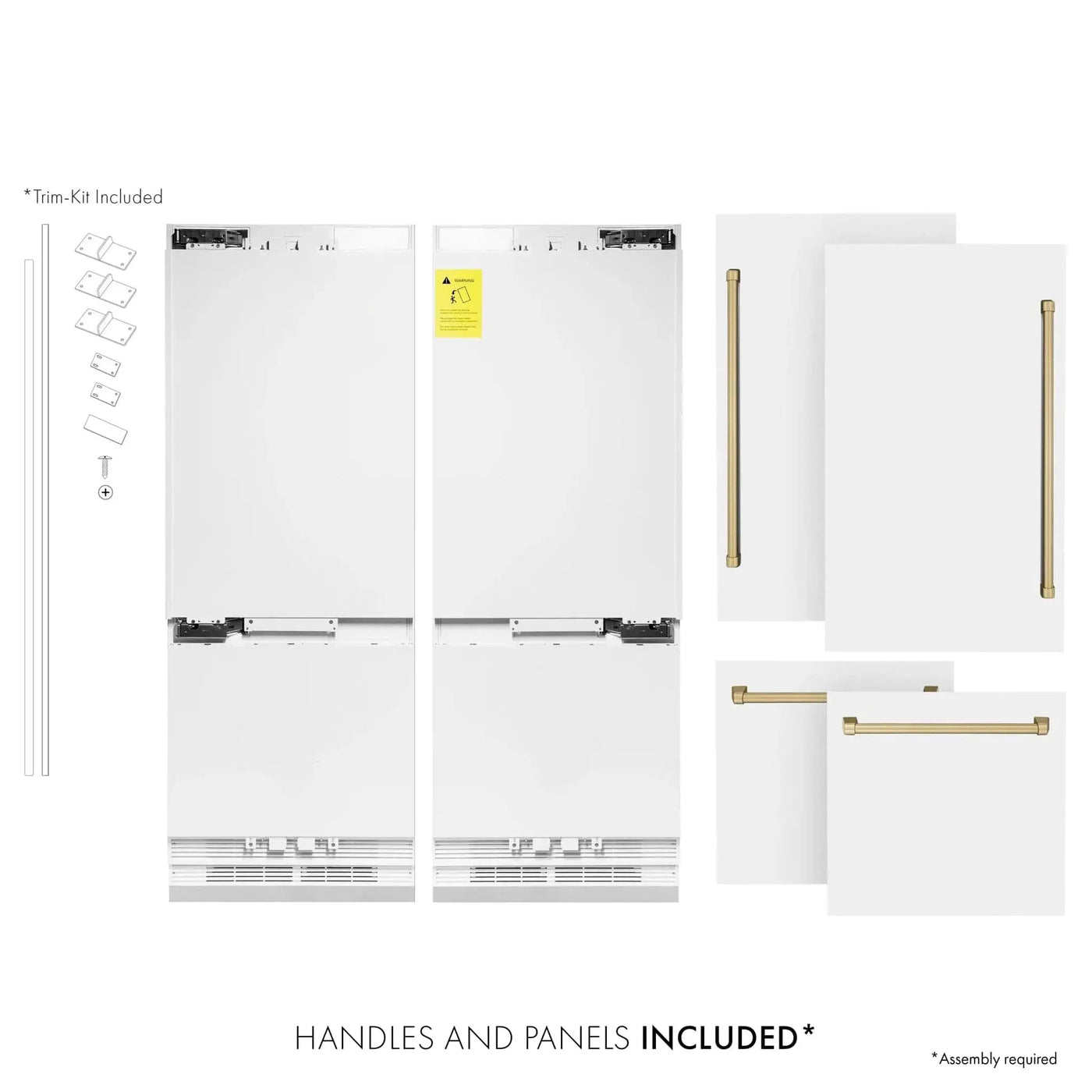 ZLINE 60" Autograph Edition French Door Refrigerator, Internal Water, Ice Dispenser, White Matte, Champagne Bronze Accents RBIVZ-WM-60-CB by Farmhouse Kitchen and Bath