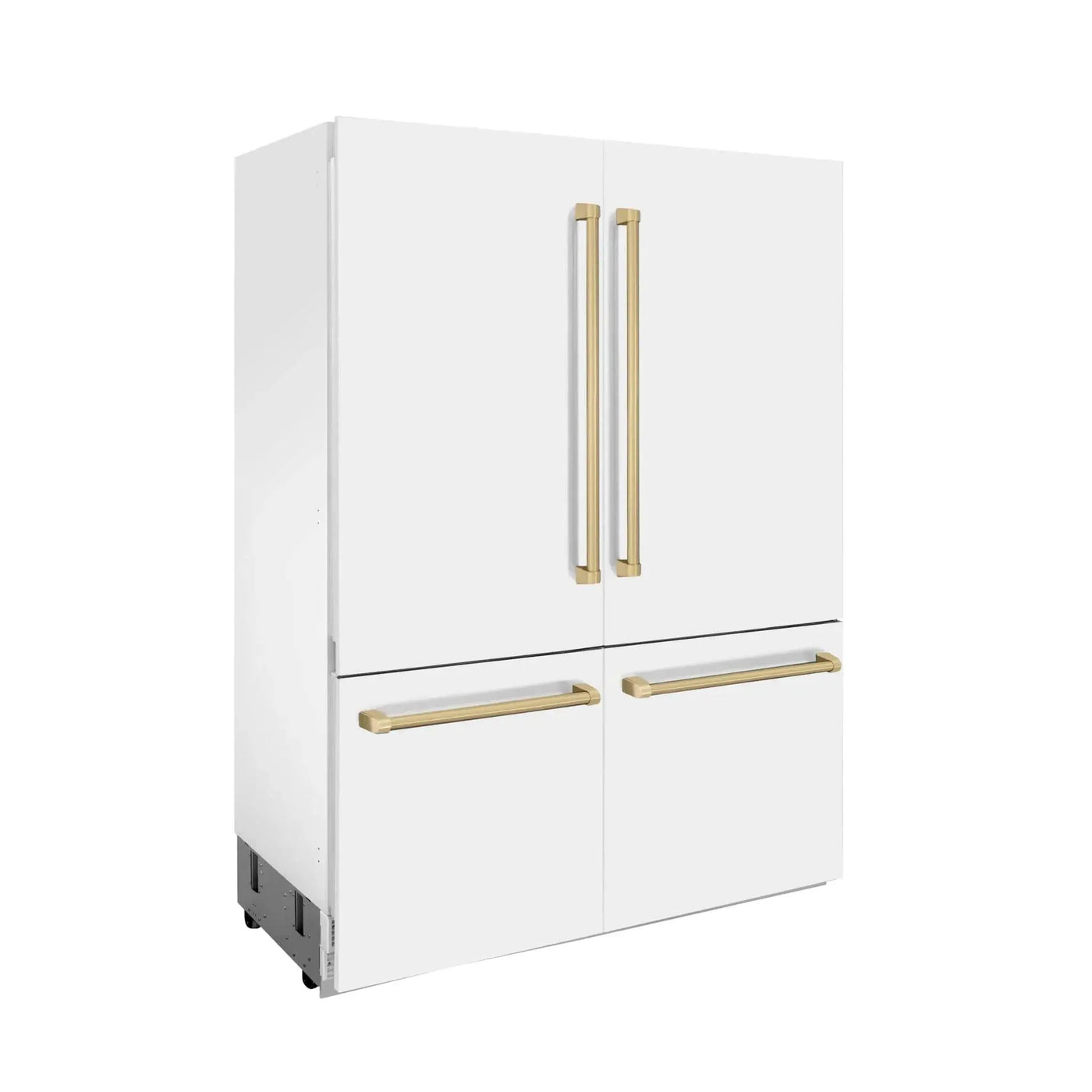 ZLINE 60" Autograph Edition French Door Refrigerator, Internal Water, Ice Dispenser, White Matte, Champagne Bronze Accents RBIVZ-WM-60-CB by Farmhouse Kitchen and Bath