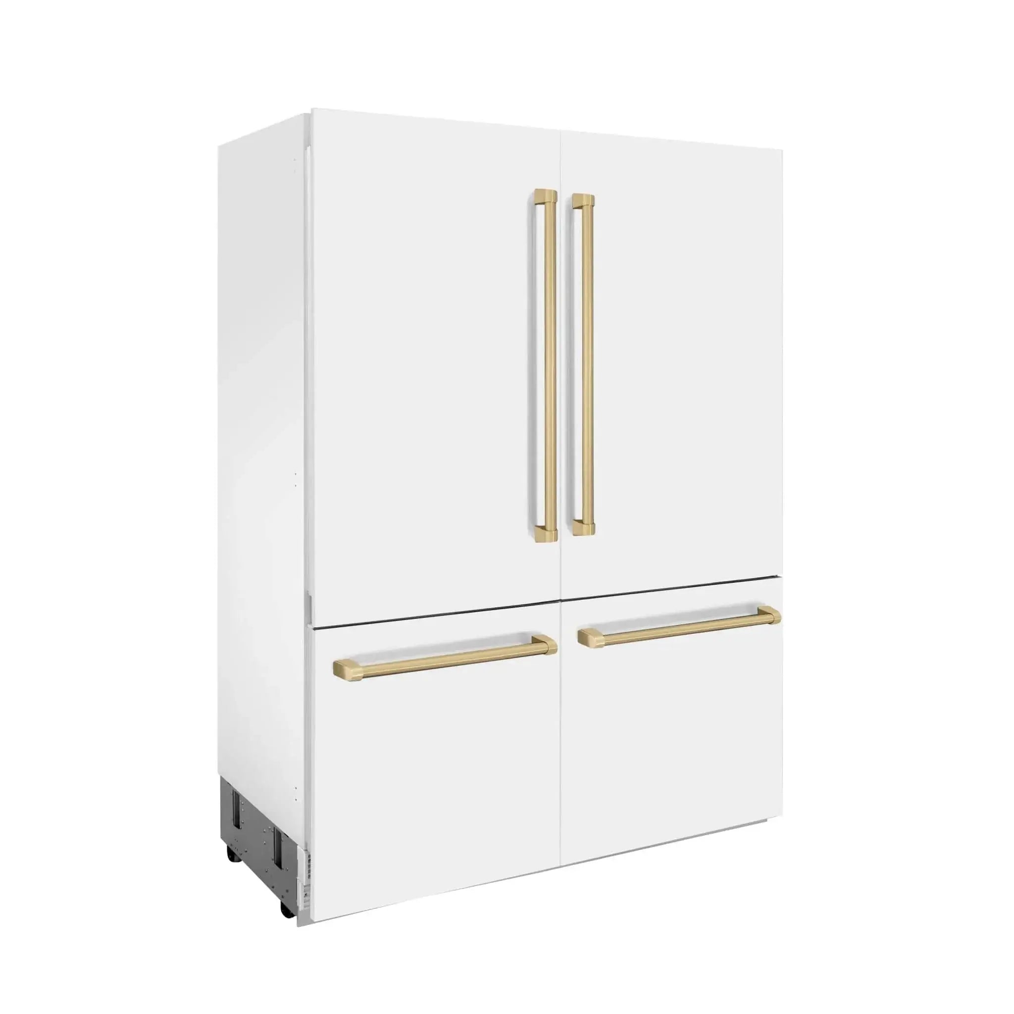 ZLINE 60" Autograph Edition French Door Refrigerator, Internal Water, Ice Dispenser, White Matte, Champagne Bronze Accents RBIVZ-WM-60-CB by Farmhouse Kitchen and Bath