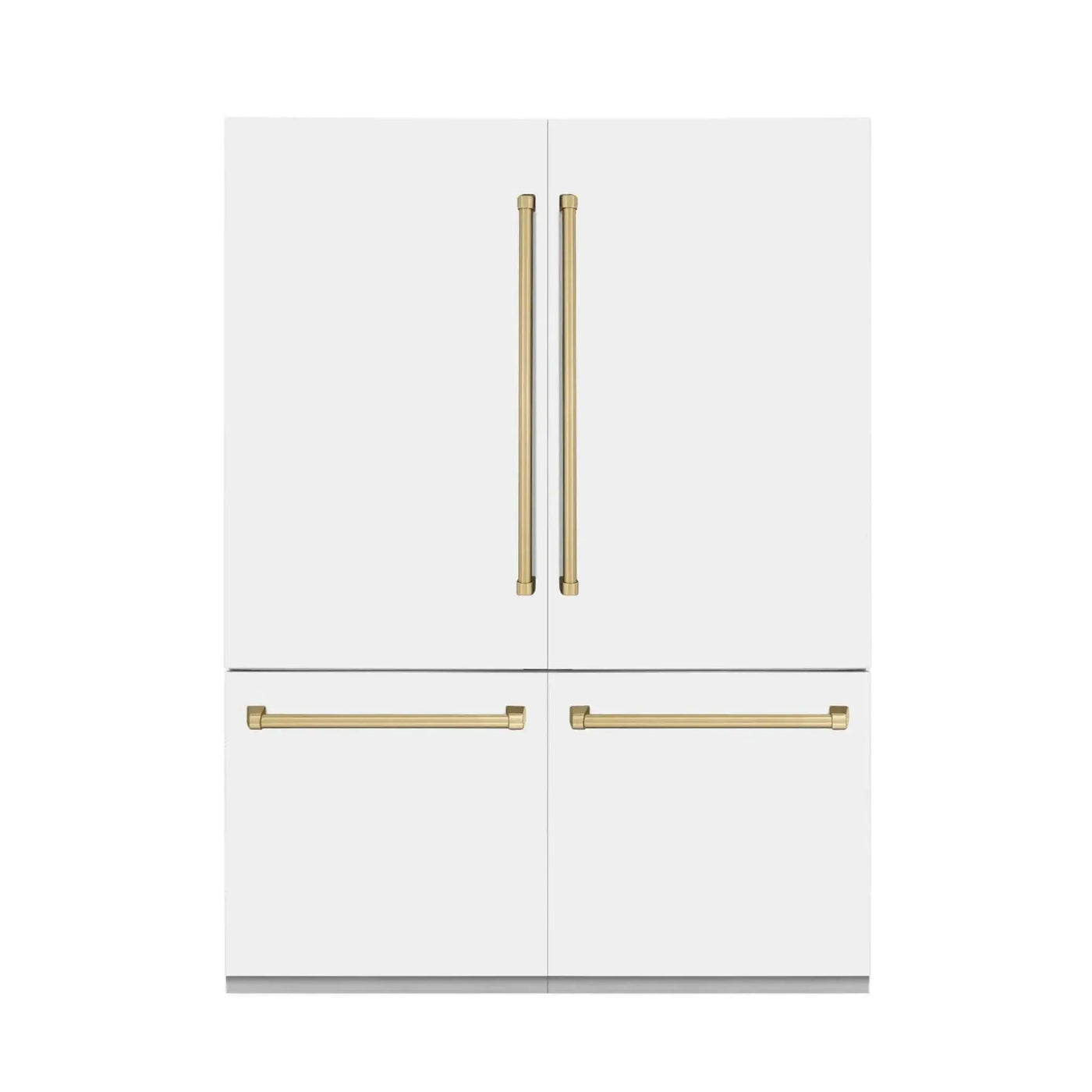 ZLINE 60" Autograph Edition French Door Refrigerator, Internal Water, Ice Dispenser, White Matte, Champagne Bronze Accents RBIVZ-WM-60-CB by Farmhouse Kitchen and Bath
