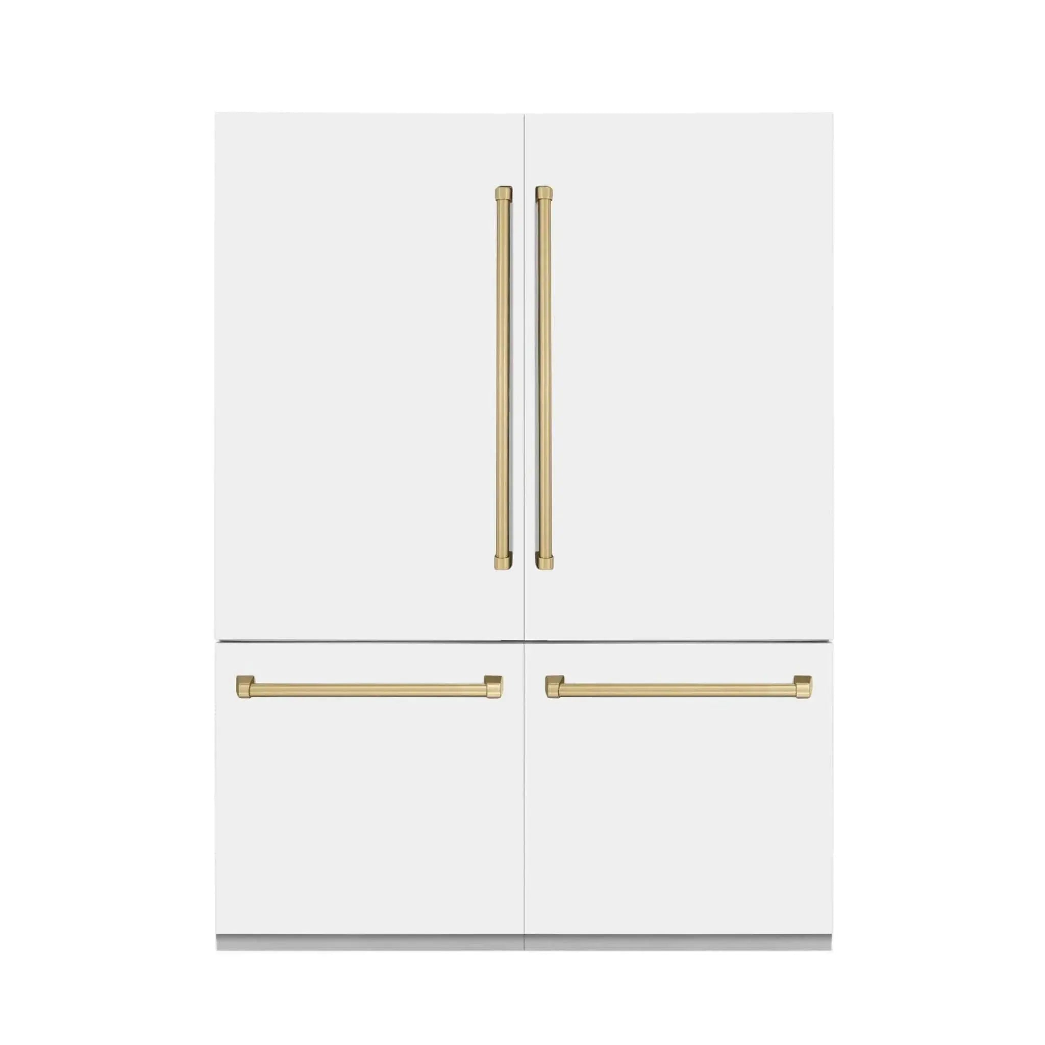 ZLINE 60" Autograph Edition French Door Refrigerator, Internal Water, Ice Dispenser, White Matte, Champagne Bronze Accents RBIVZ-WM-60-CB by Farmhouse Kitchen and Bath