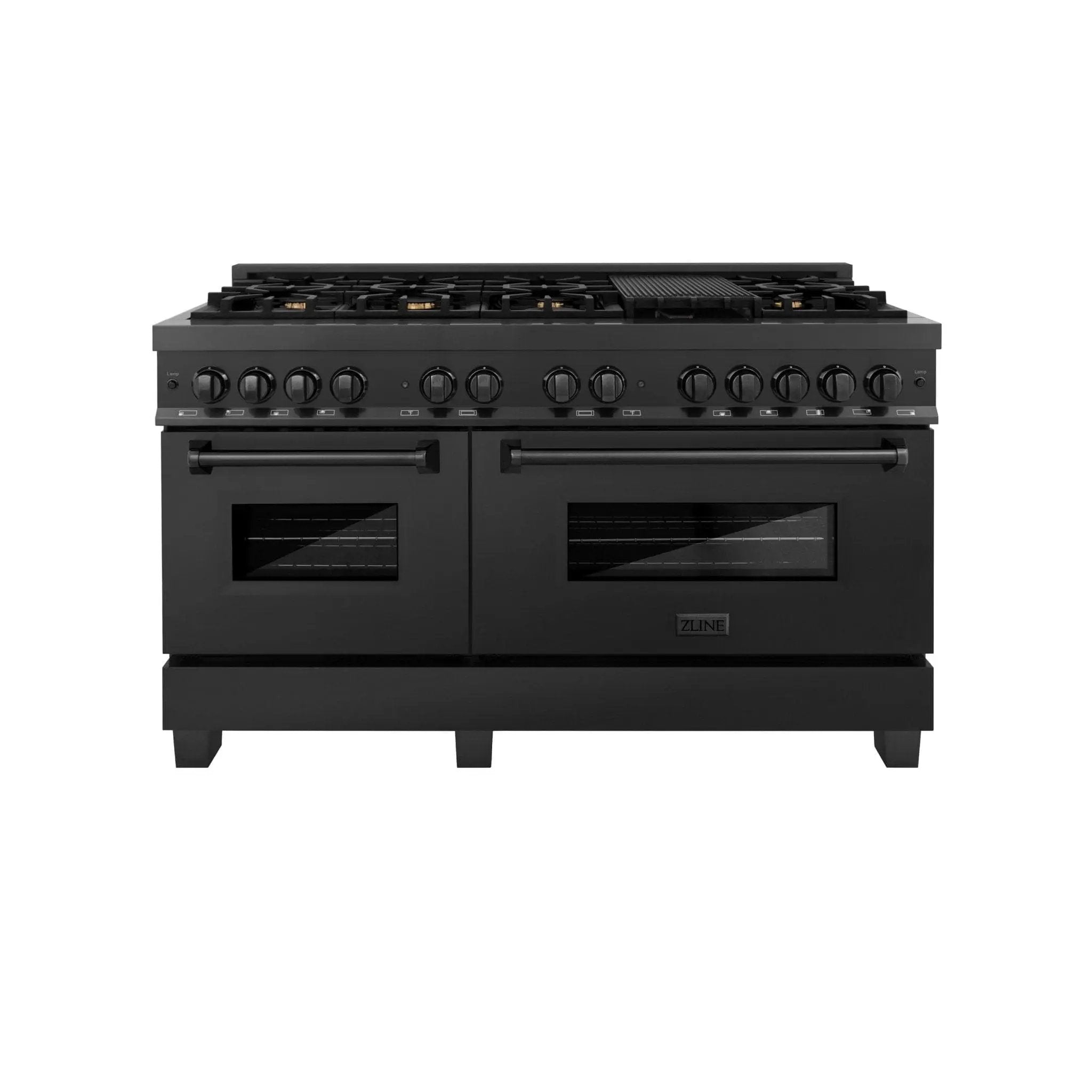 ZLINE 60" Dual Fuel Range, Black Stainless, Brass Burners, RAB-60 by Farmhouse Kitchen and Bath