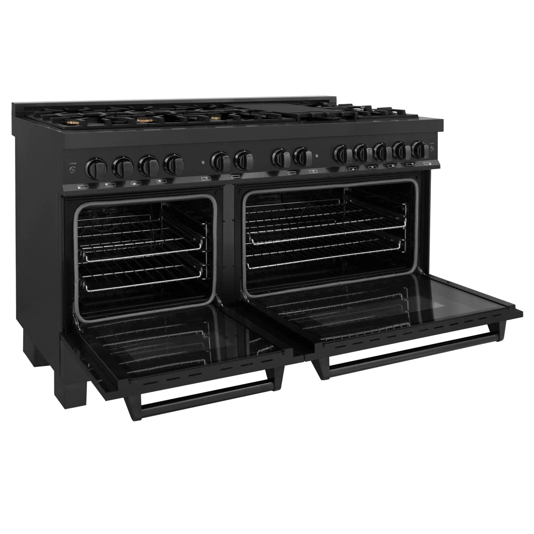 ZLINE 60" Dual Fuel Range, Black Stainless, Brass Burners, RAB-60 by Farmhouse Kitchen and Bath