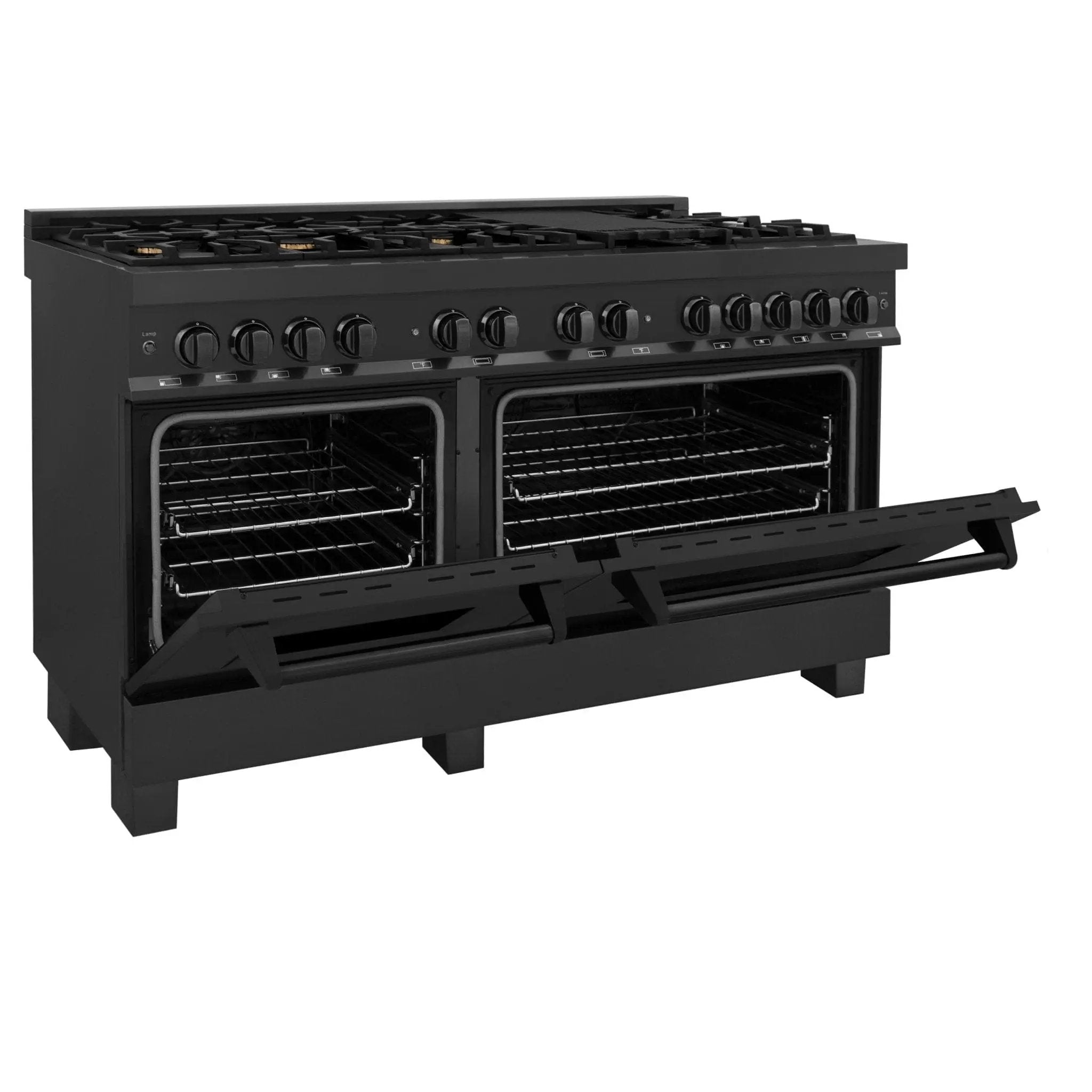 ZLINE 60" Dual Fuel Range, Black Stainless, Brass Burners, RAB-60 by Farmhouse Kitchen and Bath