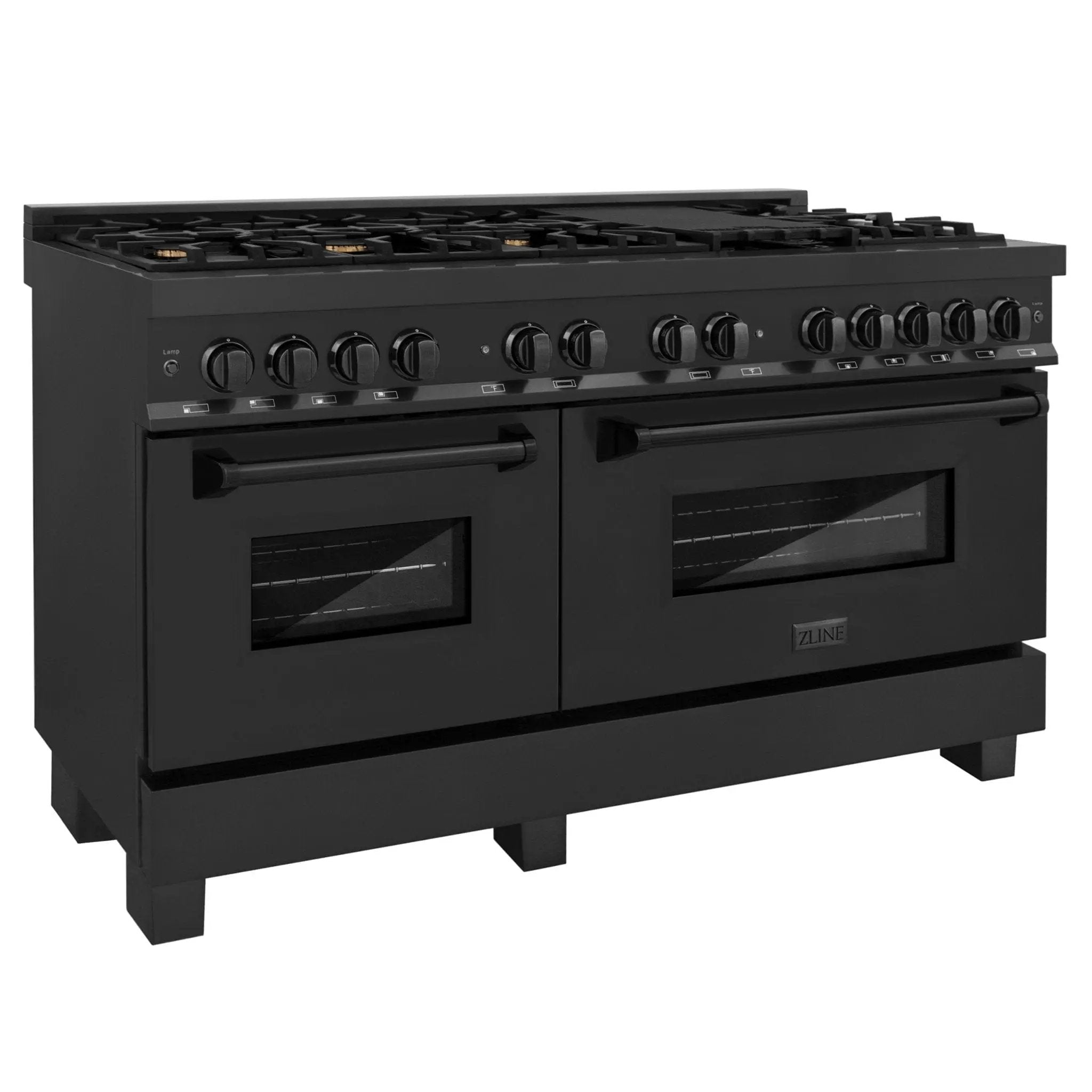 ZLINE 60" Dual Fuel Range, Black Stainless, Brass Burners, RAB-60 by Farmhouse Kitchen and Bath
