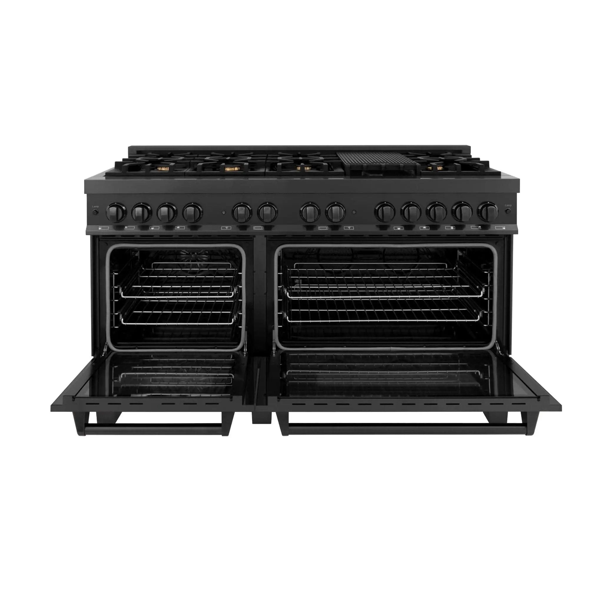 ZLINE 60" Dual Fuel Range, Black Stainless, Brass Burners, RAB-60 by Farmhouse Kitchen and Bath