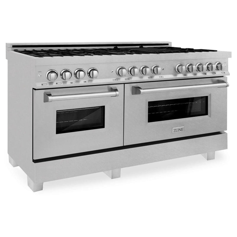 ZLINE 60" Dual Fuel Range, DuraSnow Stainless, RAS-SN-60 by Farmhouse Kitchen and Bath