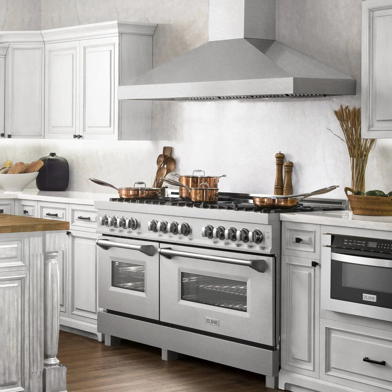 ZLINE 60" Dual Fuel Range, DuraSnow Stainless, RAS-SN-60 by Farmhouse Kitchen and Bath