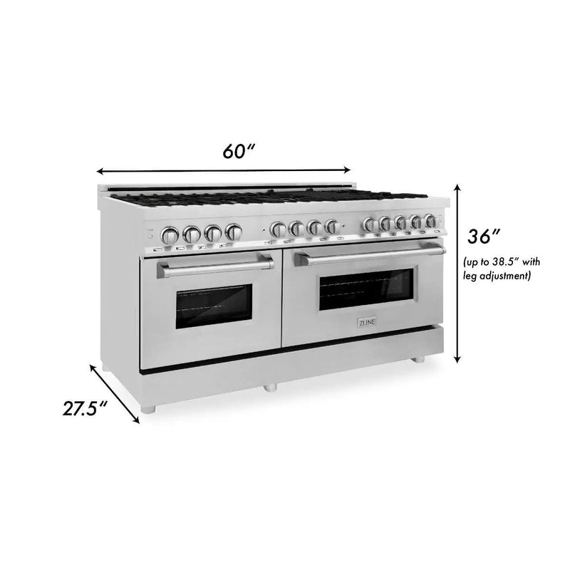 ZLINE 60" Dual Fuel Range In Stainless Steel, Brass Burners, RA-BR-60 by Farmhouse Kitchen and Bath