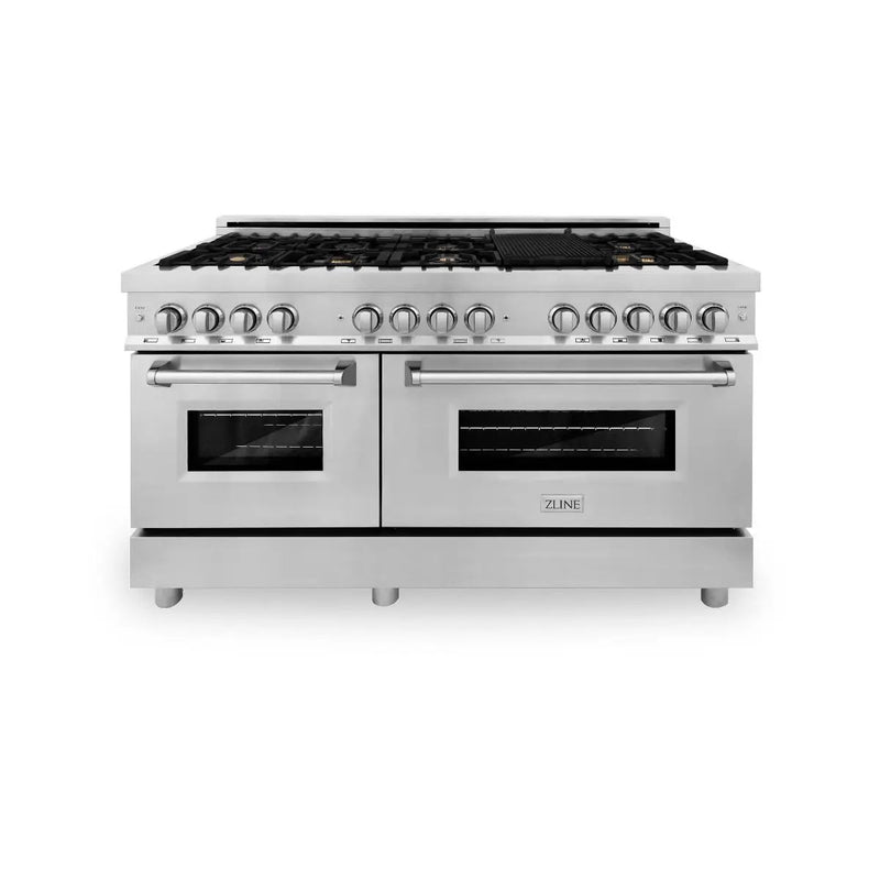 ZLINE 60" Dual Fuel Range In Stainless Steel, Brass Burners, RA-BR-60 by Farmhouse Kitchen and Bath