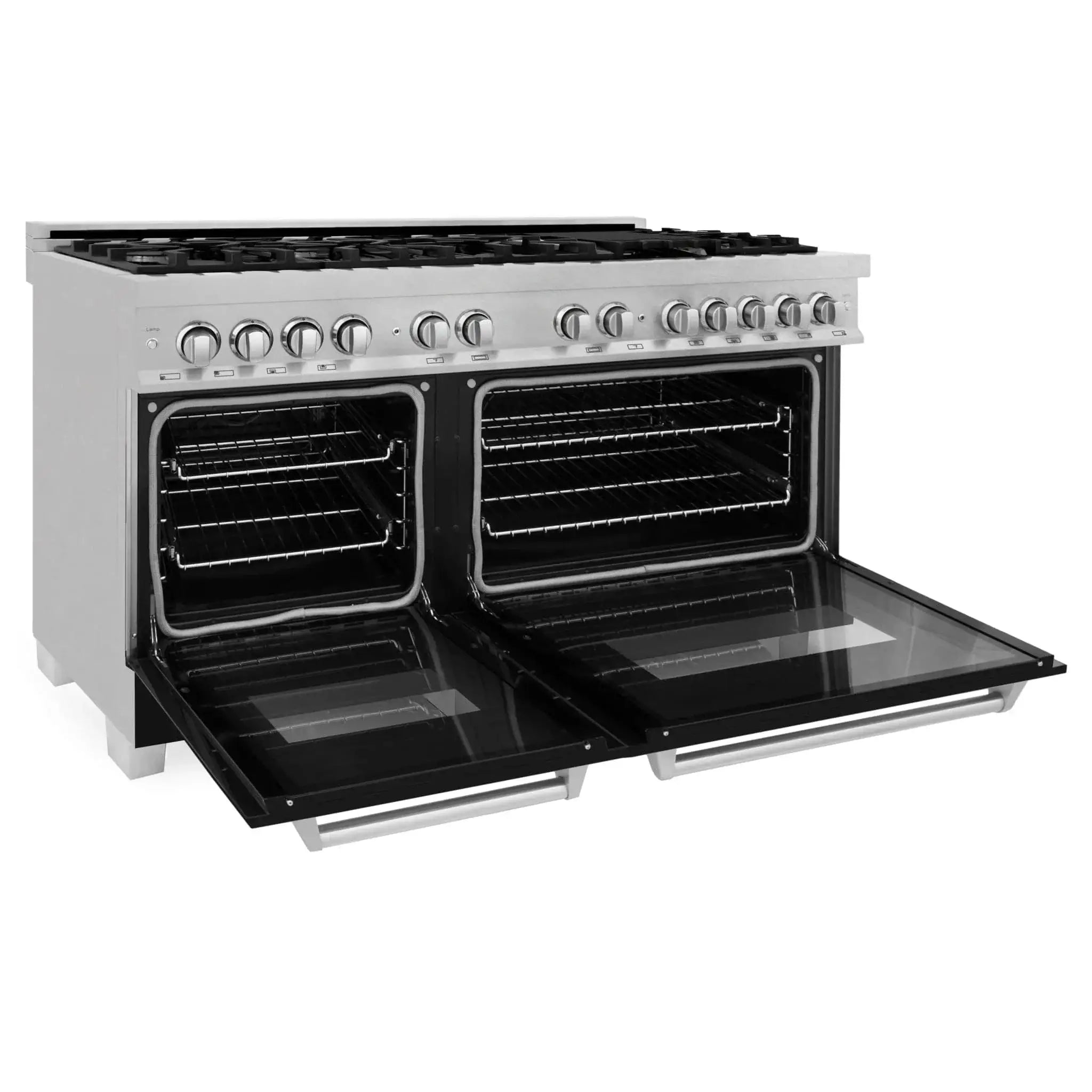 ZLINE 60" Dual Fuel Range Snow Stainless, Black Matte Door, RAS-BLM-60 by Farmhouse Kitchen and Bath