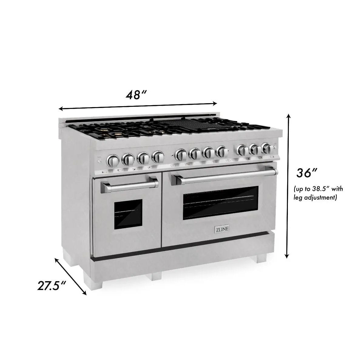 ZLINE 60" Dual Fuel Range, Snow Stainless, Brass Burners, RAS-SN-BR-60 by Farmhouse Kitchen and Bath
