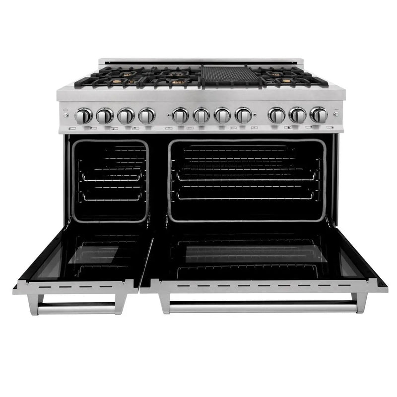 ZLINE 60" Dual Fuel Range, Snow Stainless, Brass Burners, RAS-SN-BR-60 by Farmhouse Kitchen and Bath