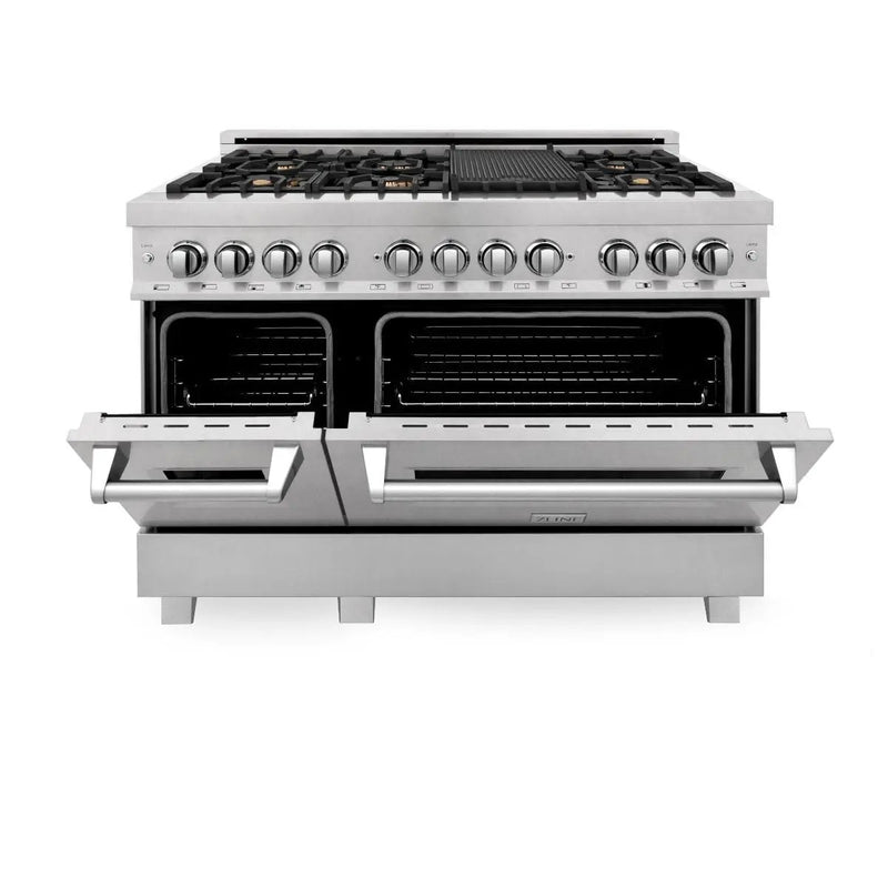 ZLINE 60" Dual Fuel Range, Snow Stainless, Brass Burners, RAS-SN-BR-60 by Farmhouse Kitchen and Bath