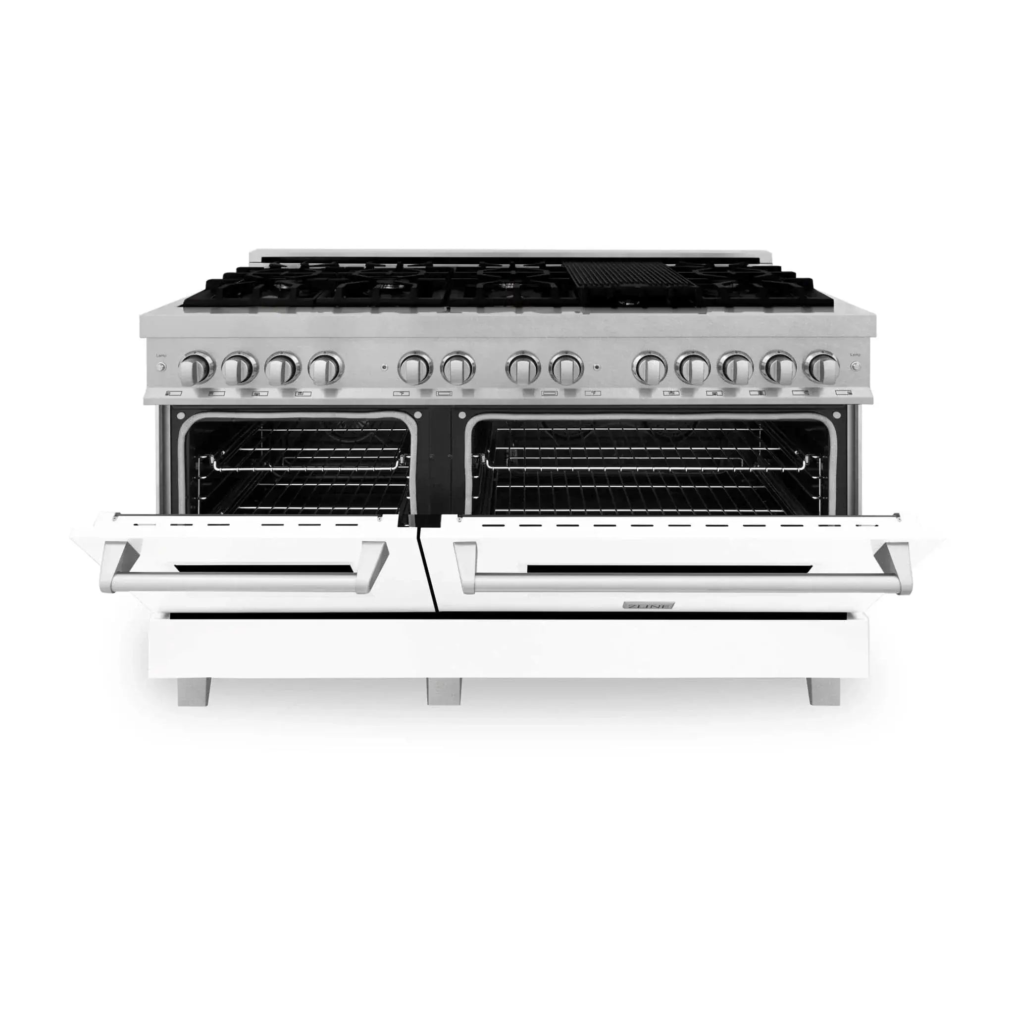 ZLINE 60" Dual Fuel Range Snow Stainless, White Matte Door, RAS-WM-60 by Farmhouse Kitchen and Bath