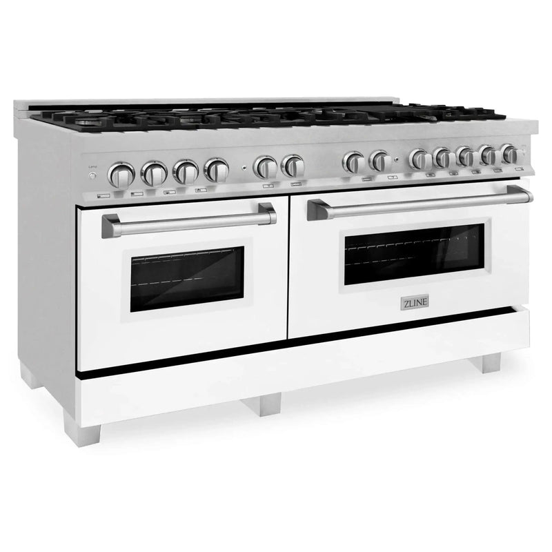 ZLINE 60" Dual Fuel Range Snow Stainless, White Matte Door, RAS-WM-60 by Farmhouse Kitchen and Bath