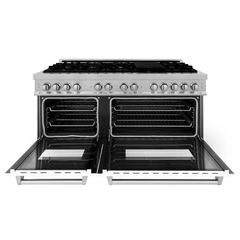 ZLINE 60" Dual Fuel Range Snow Stainless, White Matte Door, RAS-WM-60 by Farmhouse Kitchen and Bath