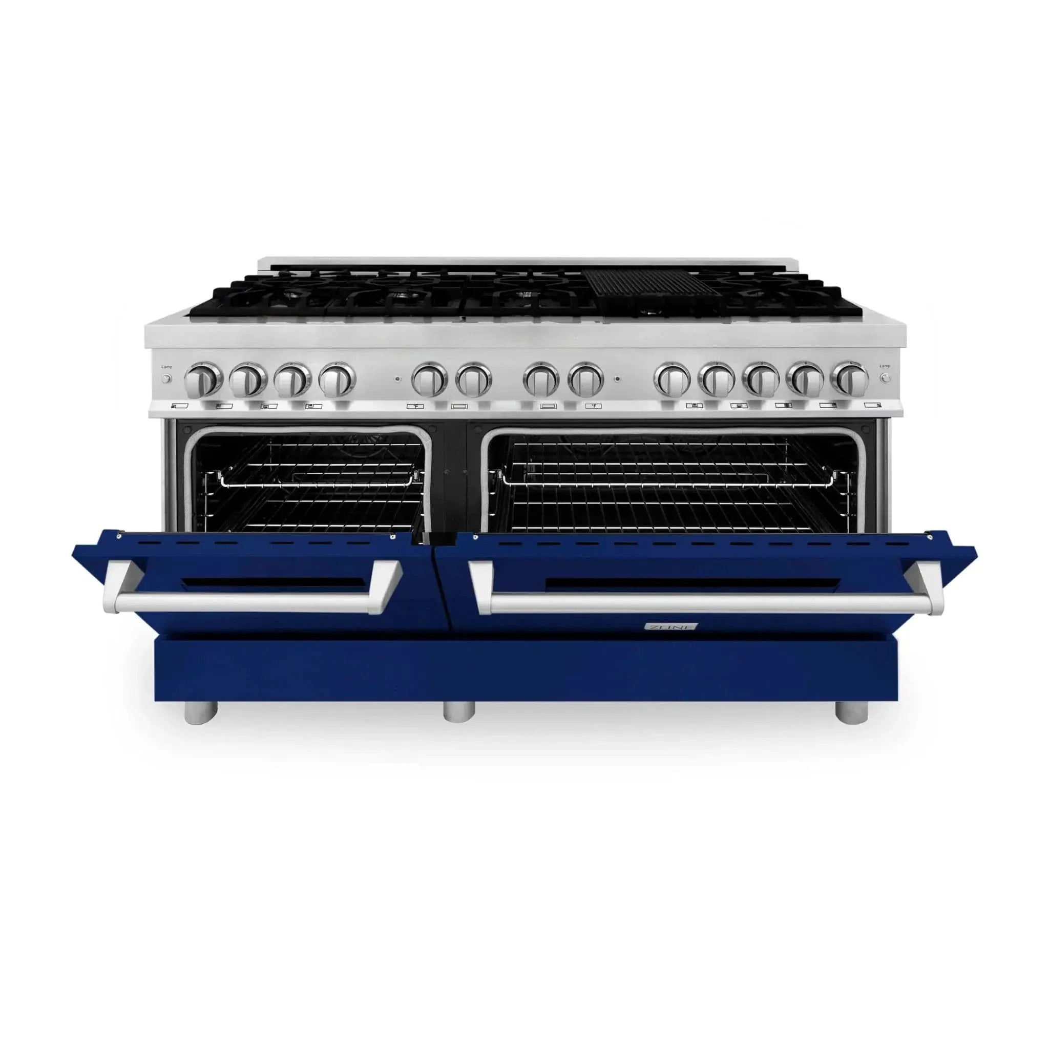 ZLINE 60" Professional Dual Fuel Range with Blue Matte Door, RA-BM-60 by Farmhouse Kitchen and Bath