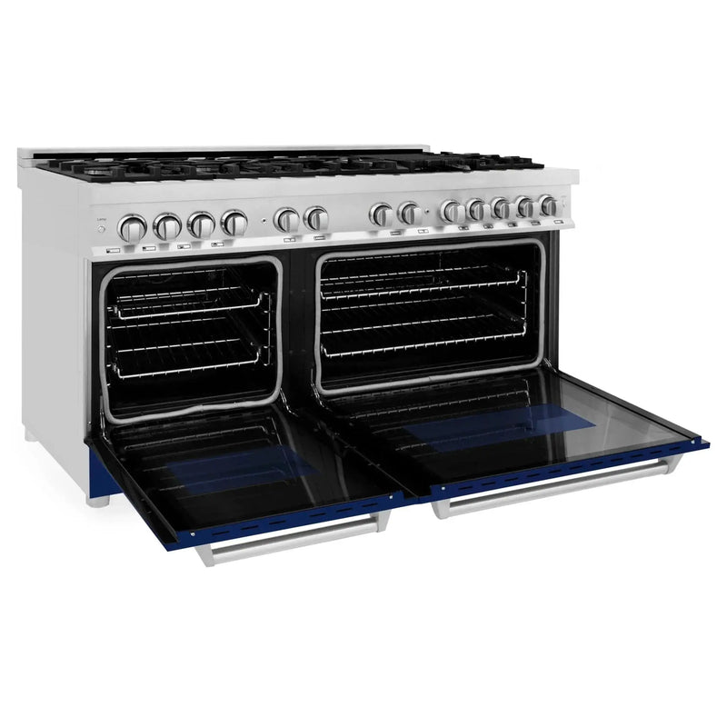 ZLINE 60" Professional Dual Fuel Range with Blue Matte Door, RA-BM-60 by Farmhouse Kitchen and Bath