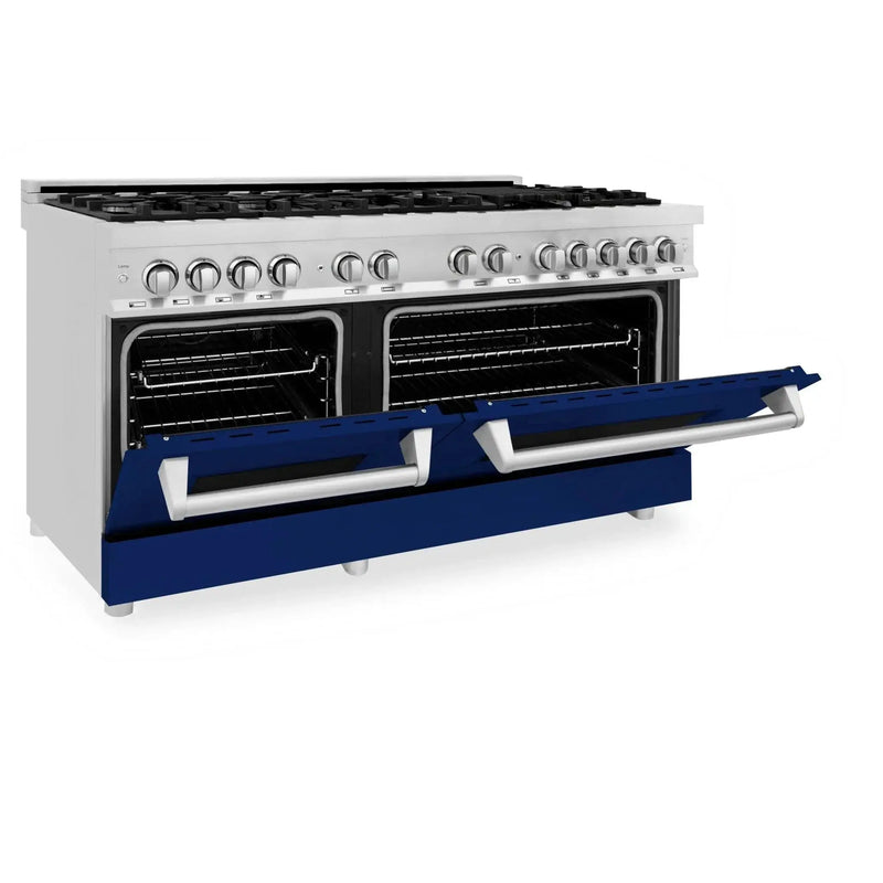 ZLINE 60" Professional Dual Fuel Range with Blue Matte Door, RA-BM-60 by Farmhouse Kitchen and Bath