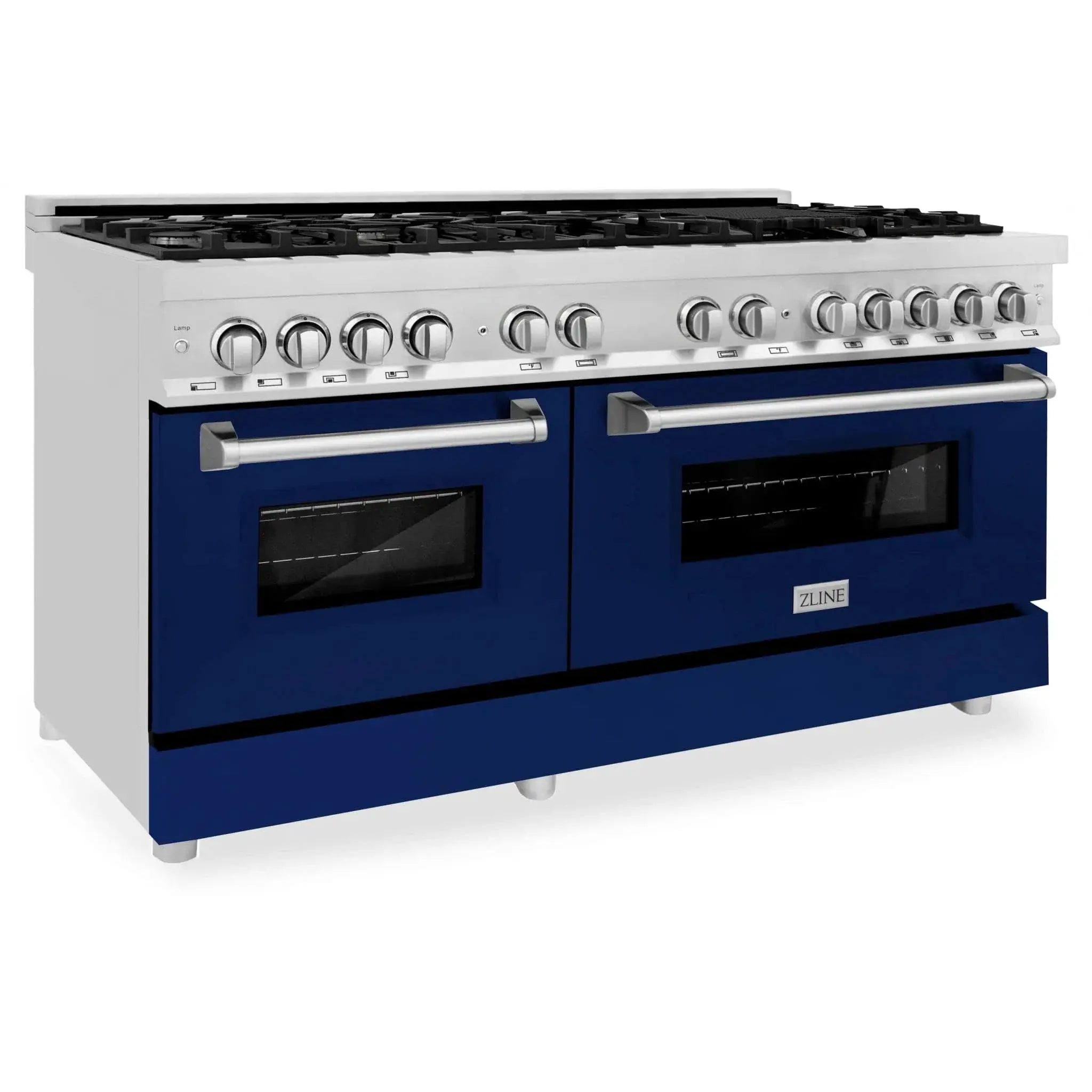ZLINE 60" Professional Dual Fuel Range with Blue Matte Door, RA-BM-60 by Farmhouse Kitchen and Bath