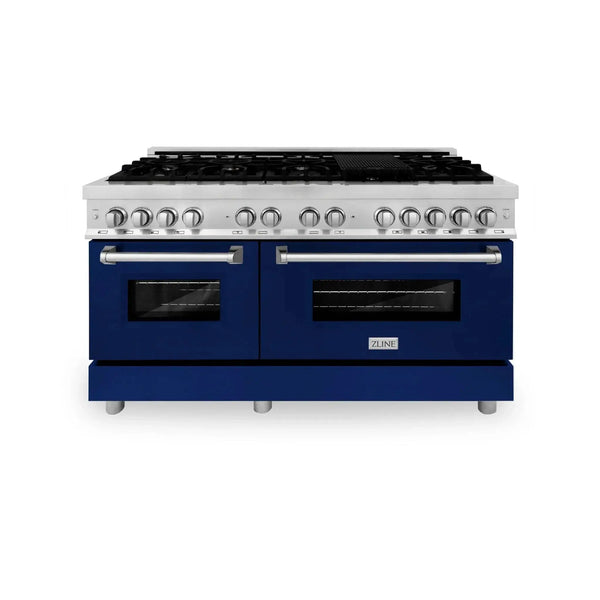 ZLINE 60" Professional Dual Fuel Range with Blue Matte Door, RA-BM-60