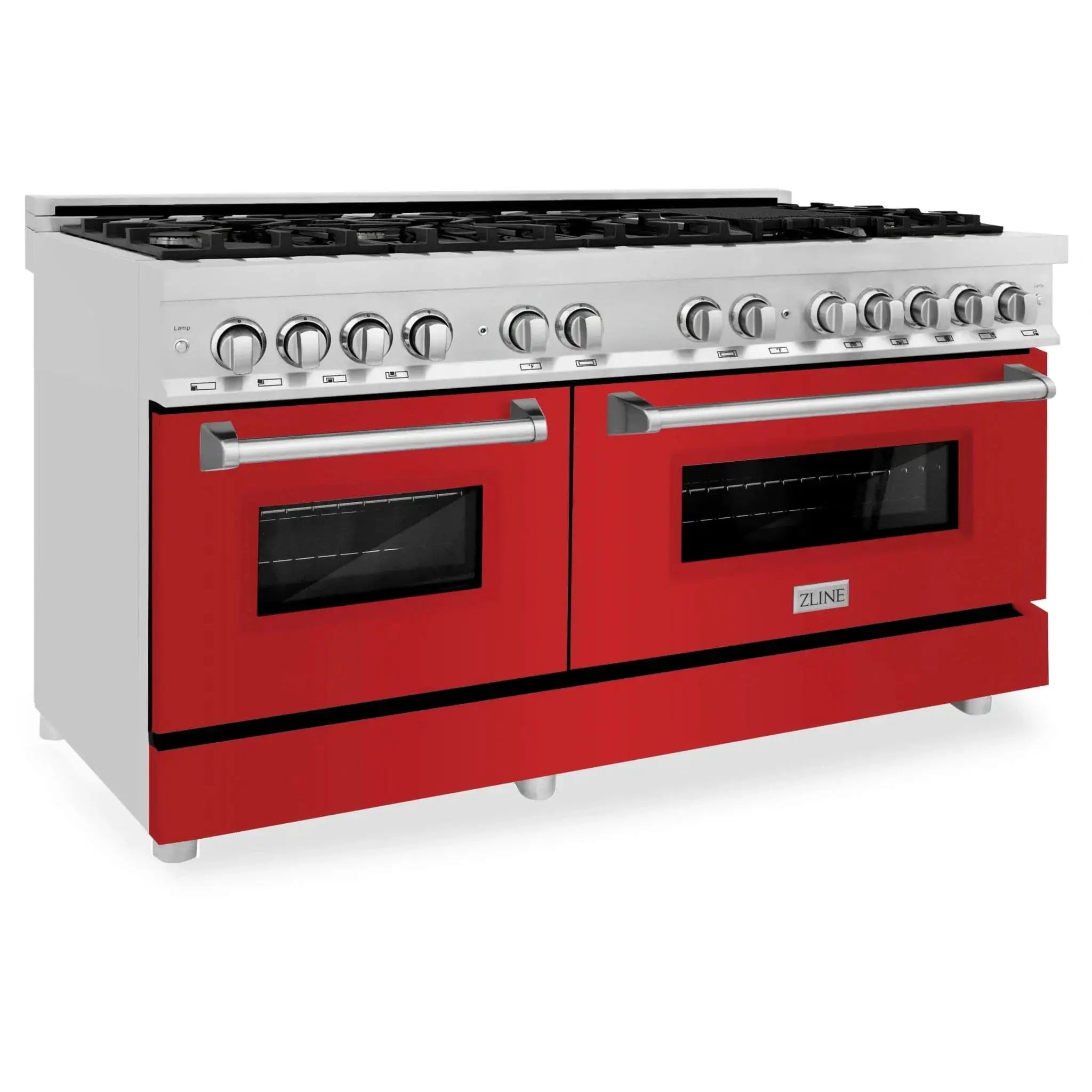 ZLINE 60" Professional Dual Fuel Range with Red Matte Door, RA-RM-60 by Farmhouse Kitchen and Bath