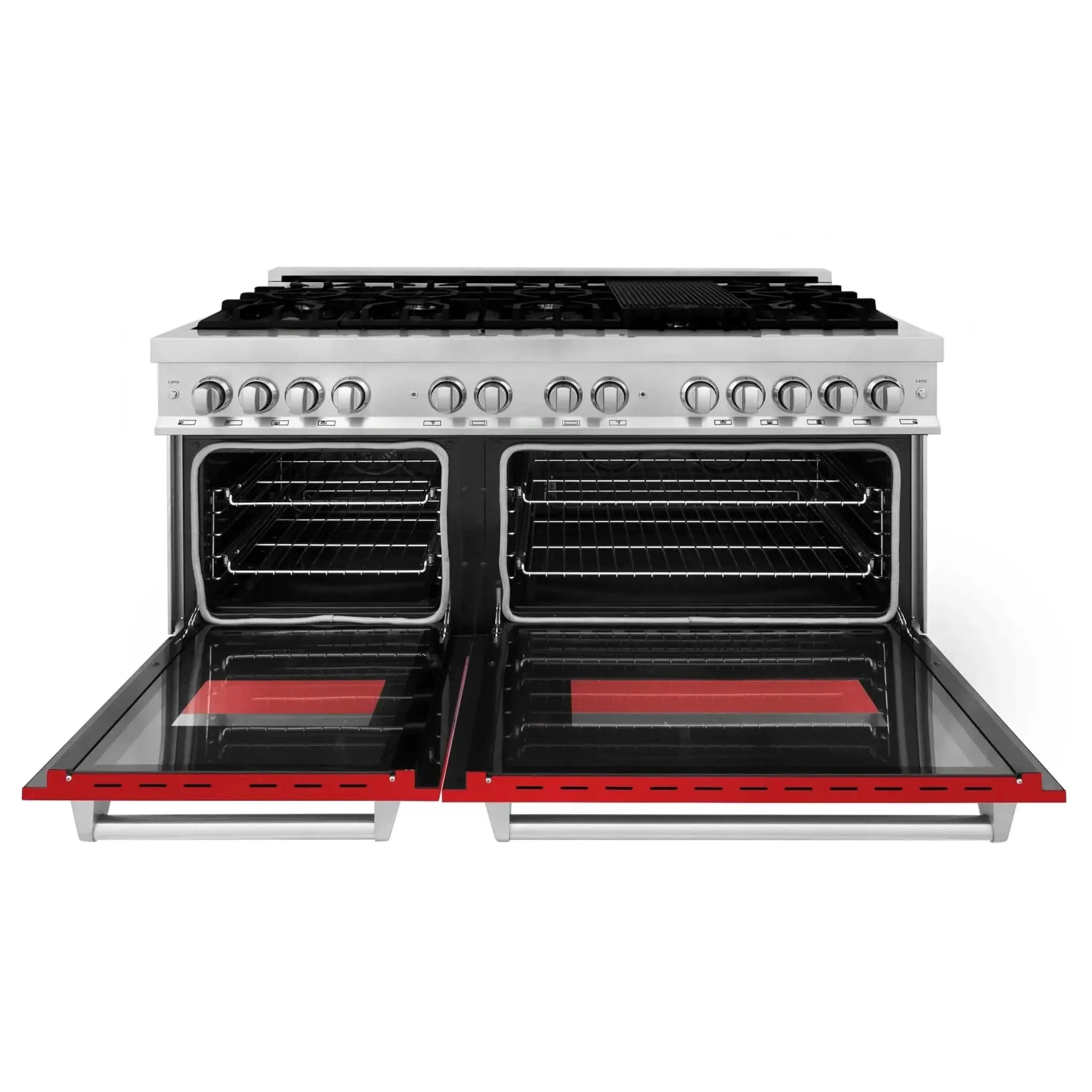ZLINE 60" Professional Dual Fuel Range with Red Matte Door, RA-RM-60 by Farmhouse Kitchen and Bath