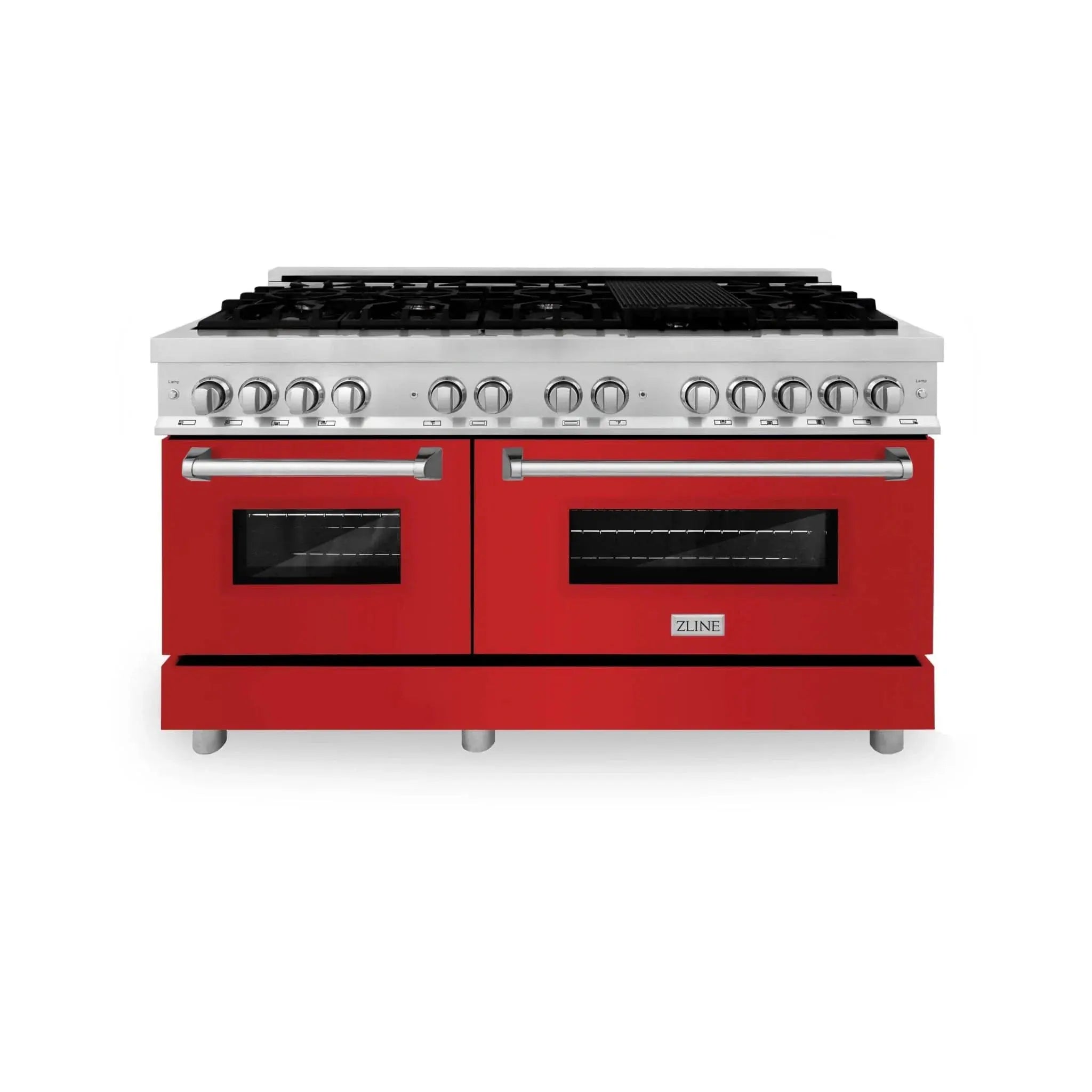 ZLINE 60" Professional Dual Fuel Range with Red Matte Door, RA-RM-60 by Farmhouse Kitchen and Bath