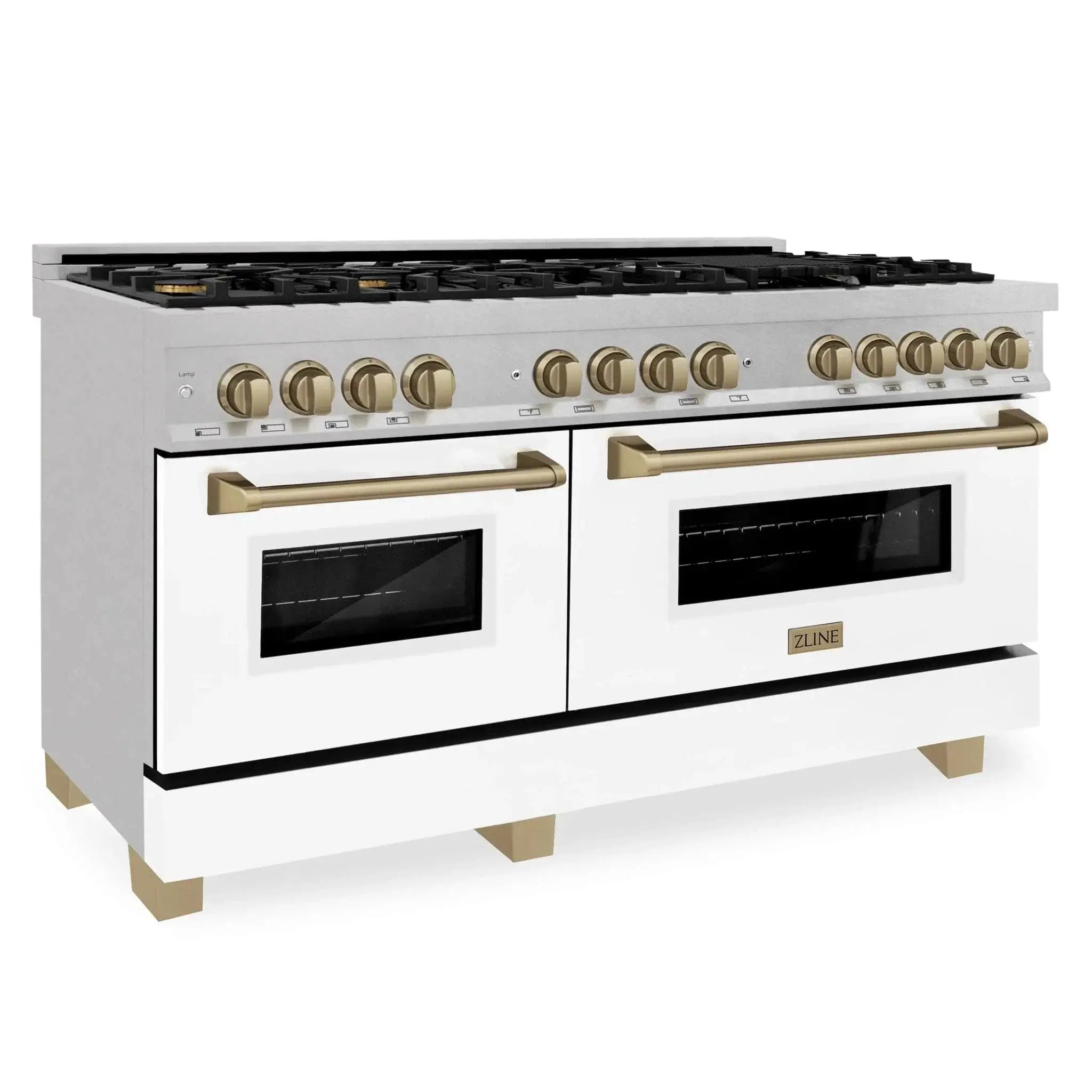 ZLINE 60"Autograph Range Dual Fuel, DuraSnow, White Door,RASZ-WM-60-G by Farmhouse Kitchen and Bath