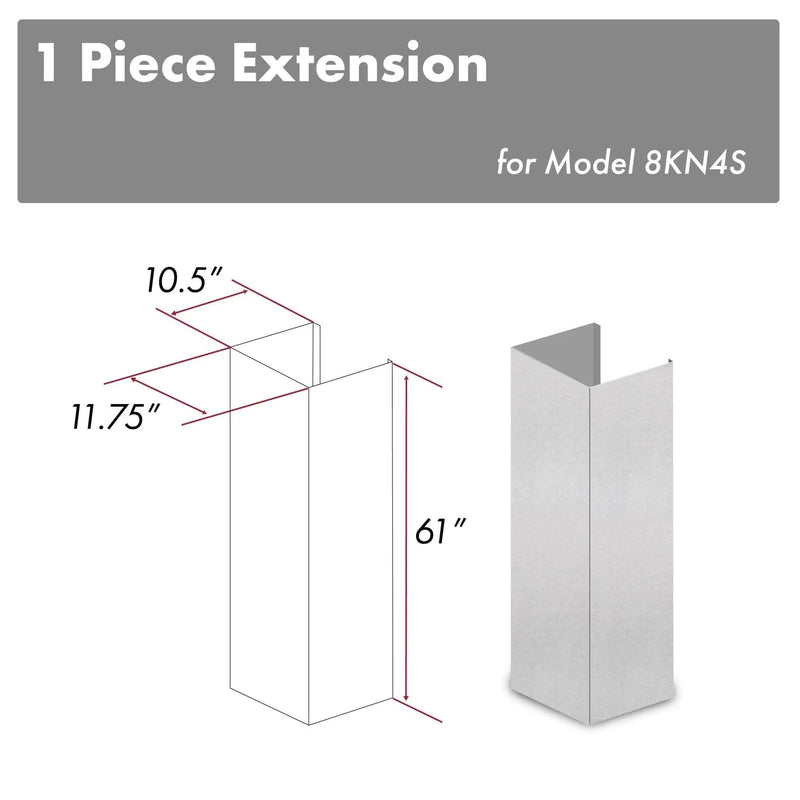 ZLINE 61 In. Snow Finished Stainless Steel Chimney Extension For Ceilings Up To 12.5 Ft. (8KN4S-E) by Farmhouse Kitchen and Bath