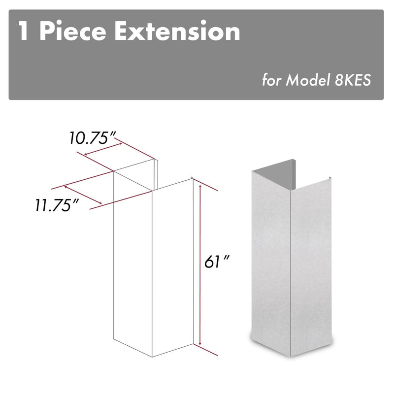 ZLINE 61" Snow Finished Stainless Steel Chimney Extension For Ceilings Up To 12.5 Ft. (8KES-E) by Farmhouse Kitchen and Bath